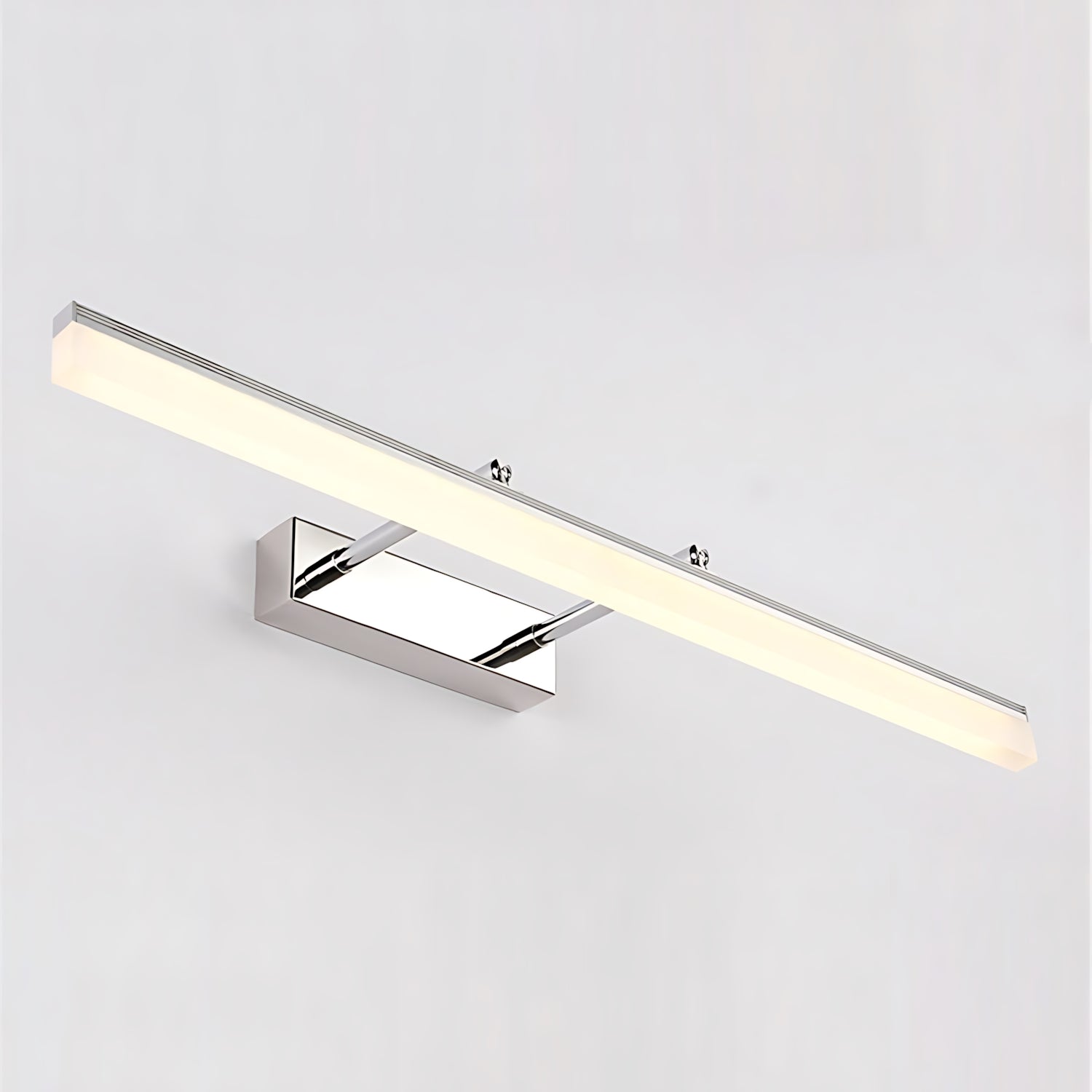 A modern LED bathroom cabinet mirror wall lamp with a sleek, minimalist design, featuring a gold-colored frame and integrated LED lighting.