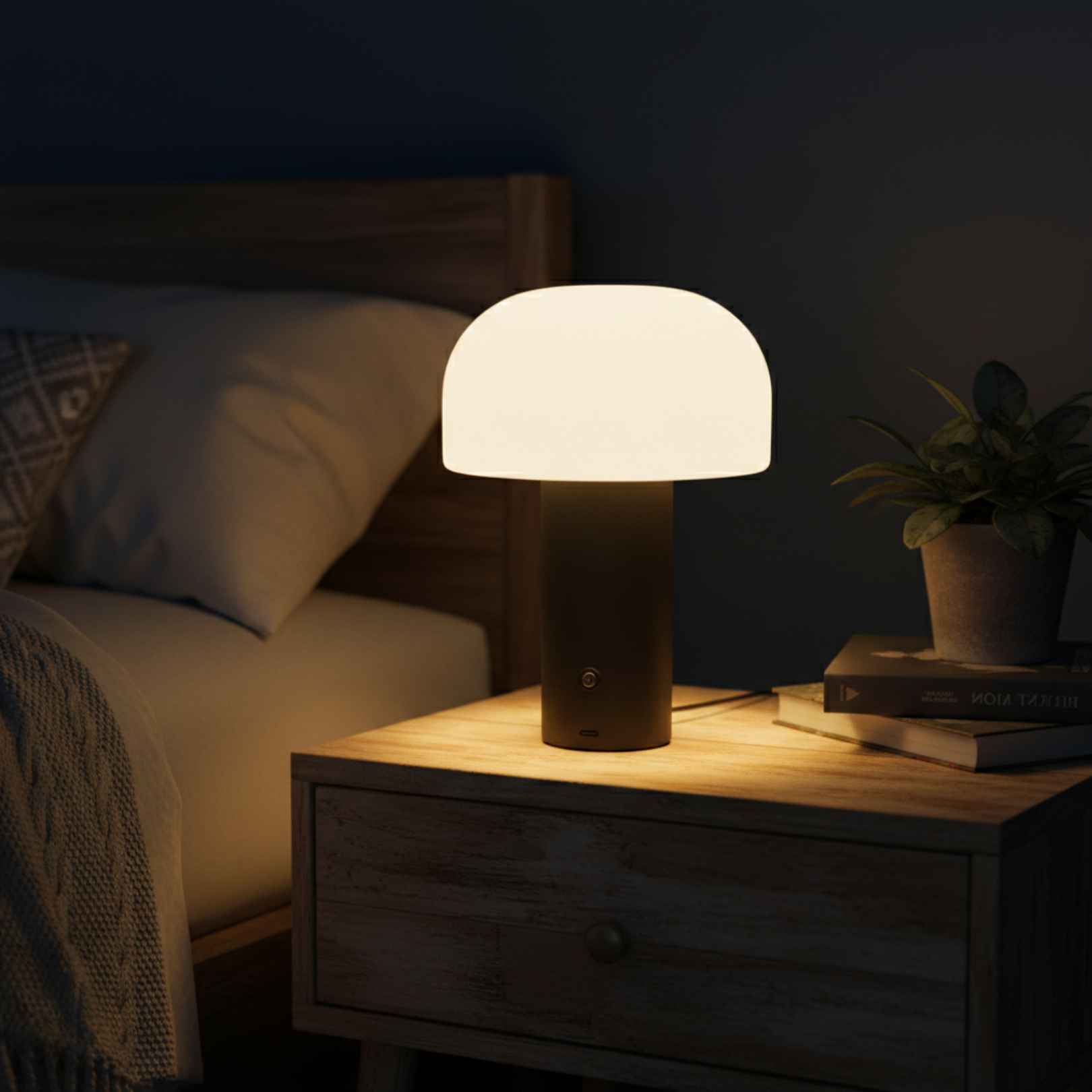 Hatz - 8" LED Wireless Iron Mushroom Lamp