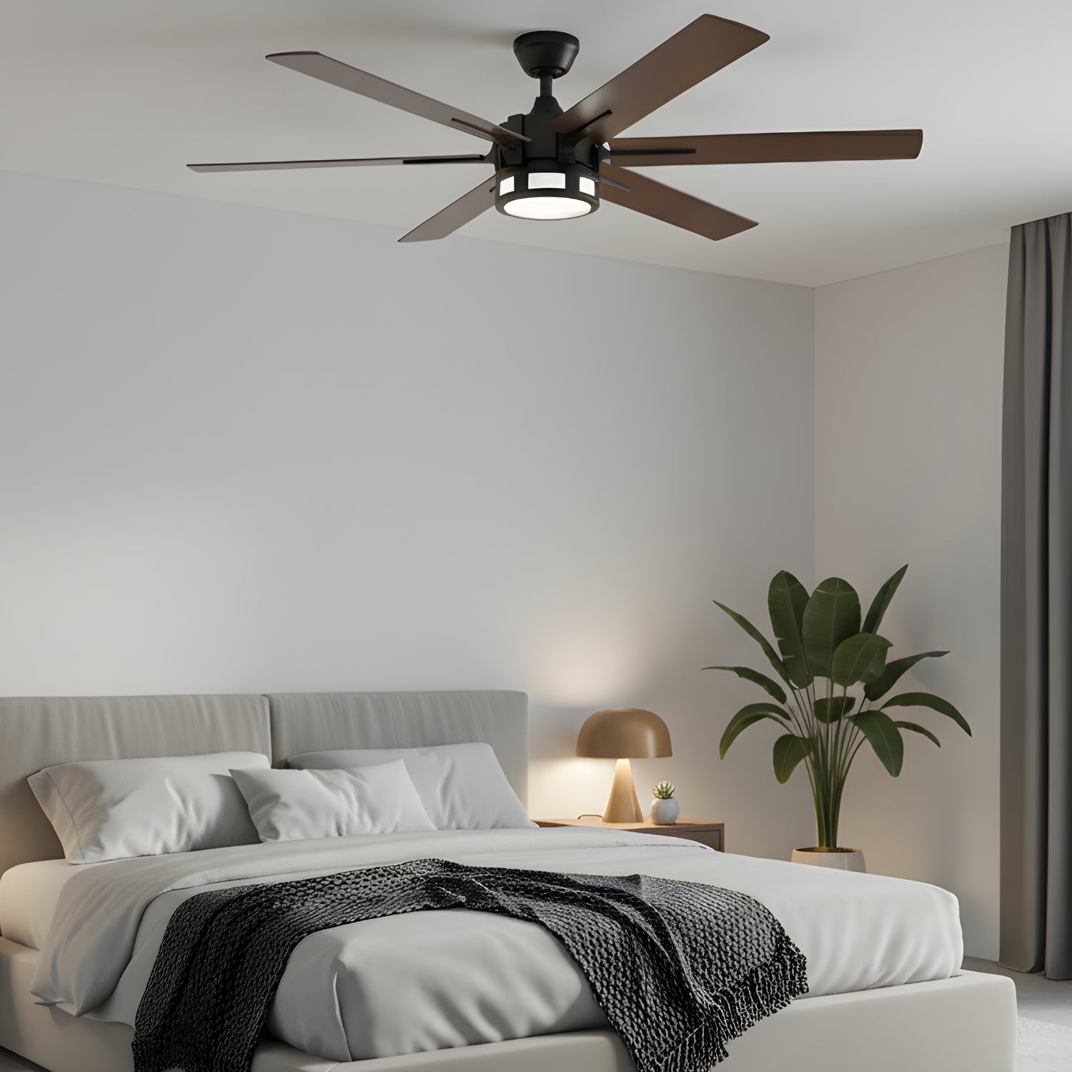 Elva – 56" Modern 6-Blade Ceiling Fan with LED Light & Remote