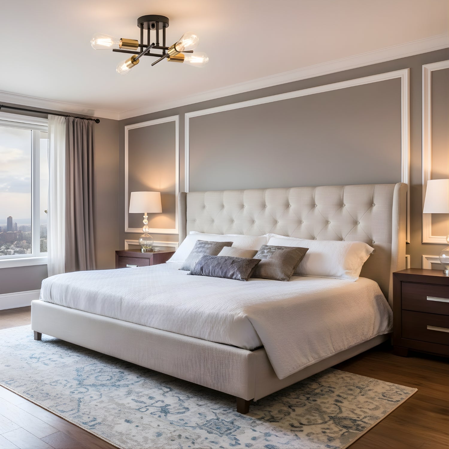 Skara - Flush Chandelier - Modern Sputnik Ceiling Fixture