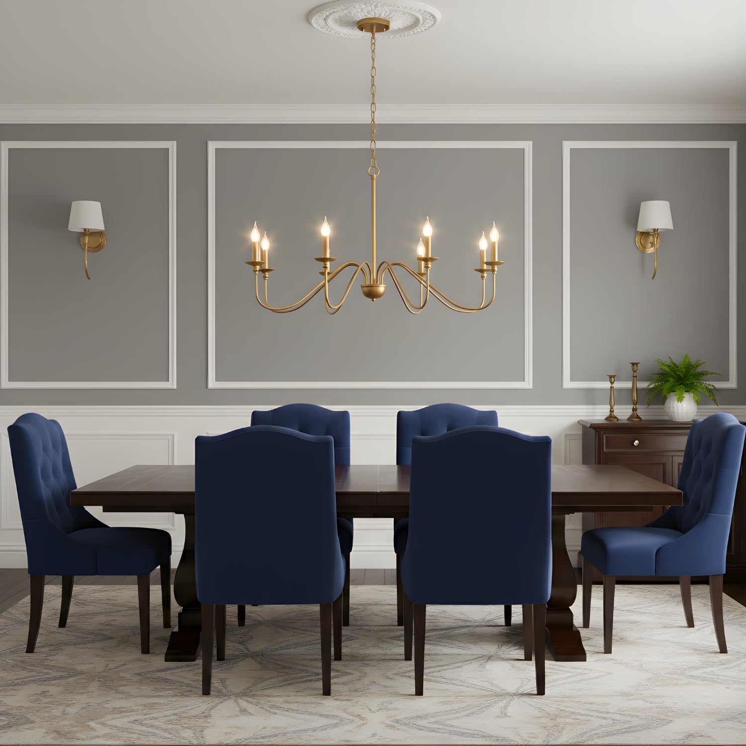 Niva - 35" Retro Loft Vintage American Style E14 Ceiling Chandelier Light, Black & Gold Modern Industrial Fixture