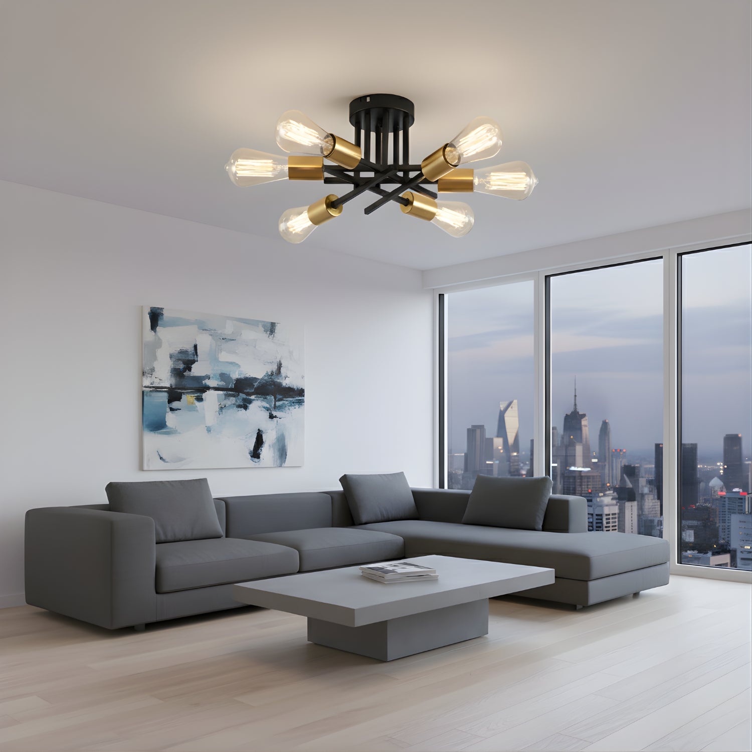 Skara - Flush Chandelier - Modern Sputnik Ceiling Fixture
