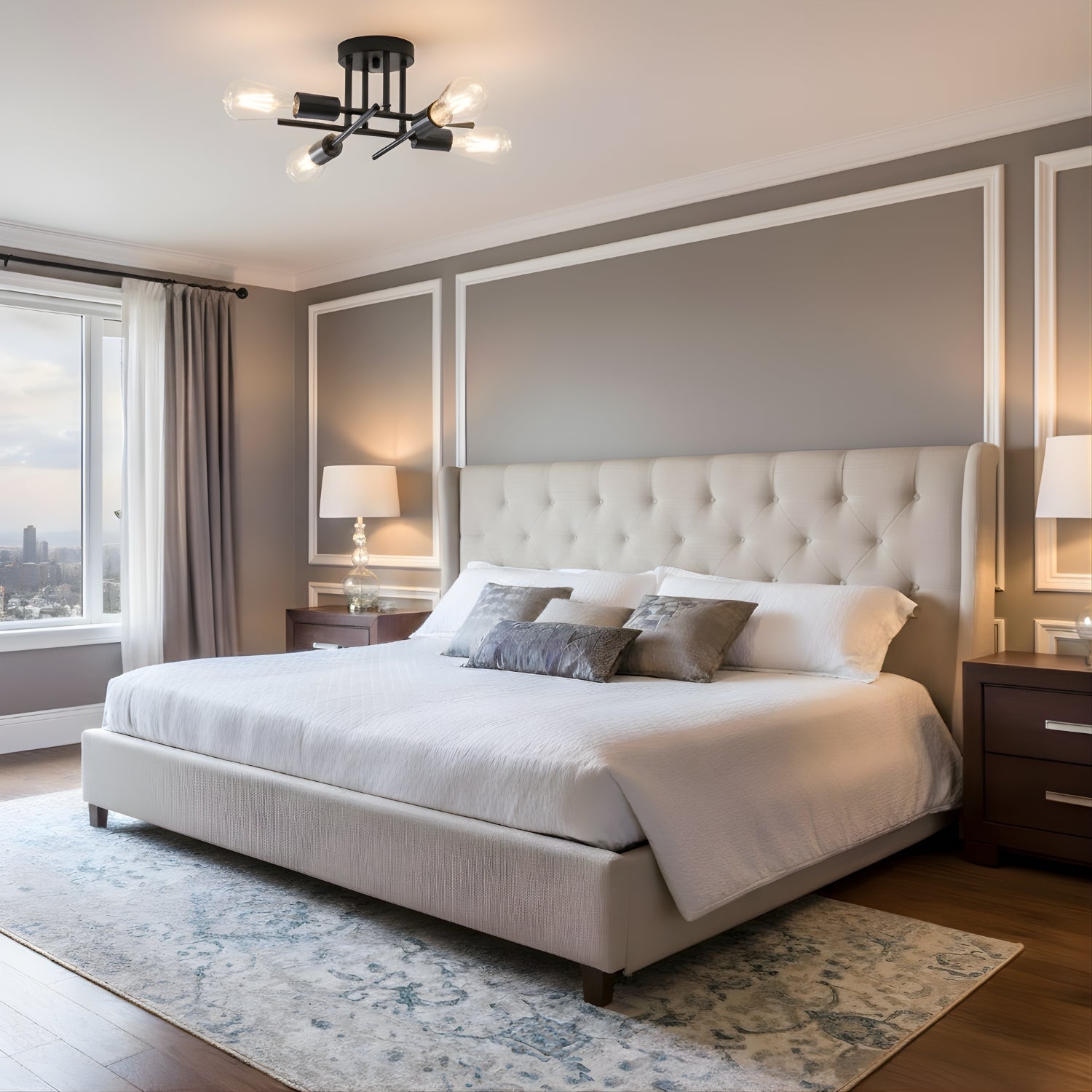 Skara - Flush Chandelier - Modern Sputnik Ceiling Fixture