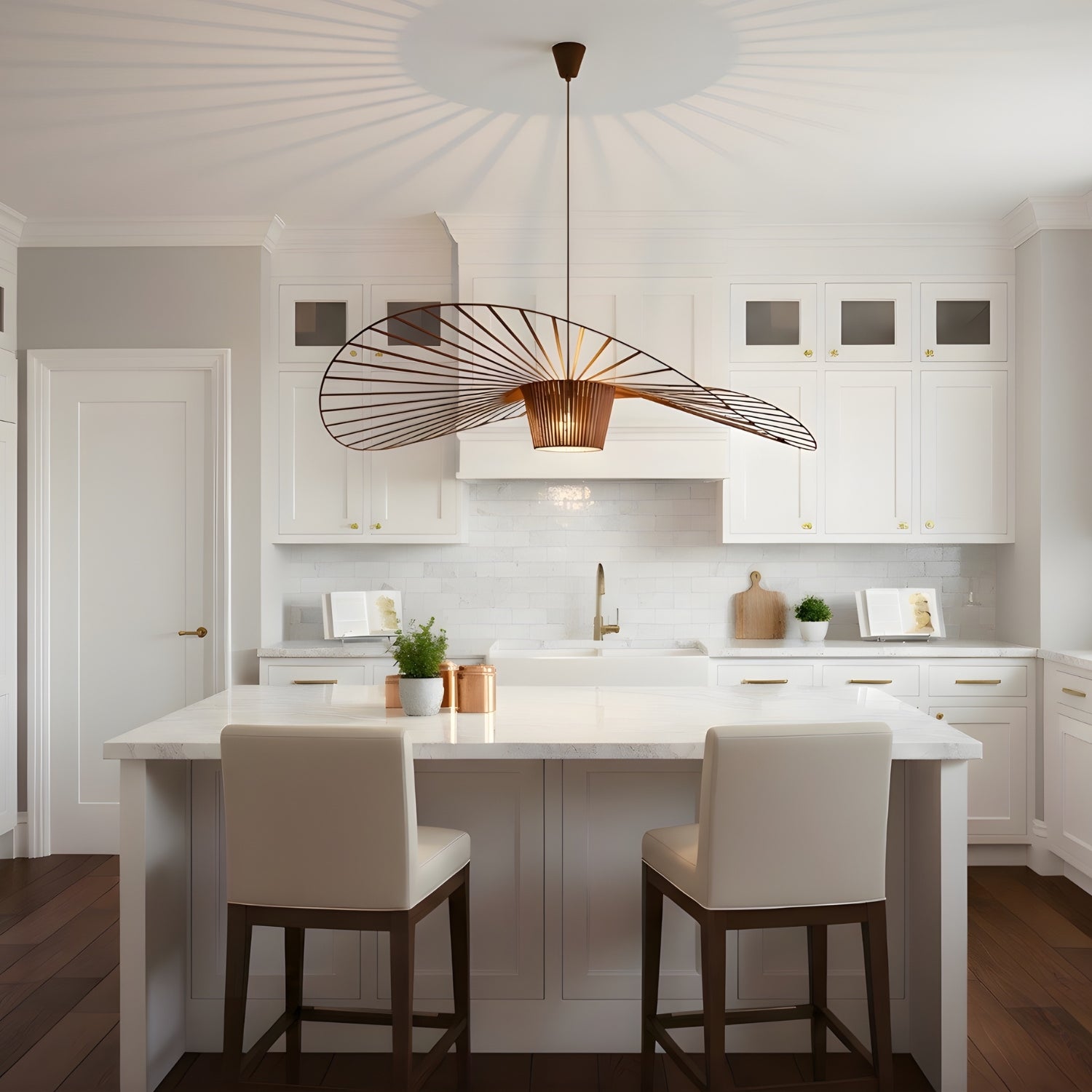 Weil - Italian-Inspired Nordic Modern Straw Hat Ceiling Lamp Creative Designer Chandelier Light Fixture