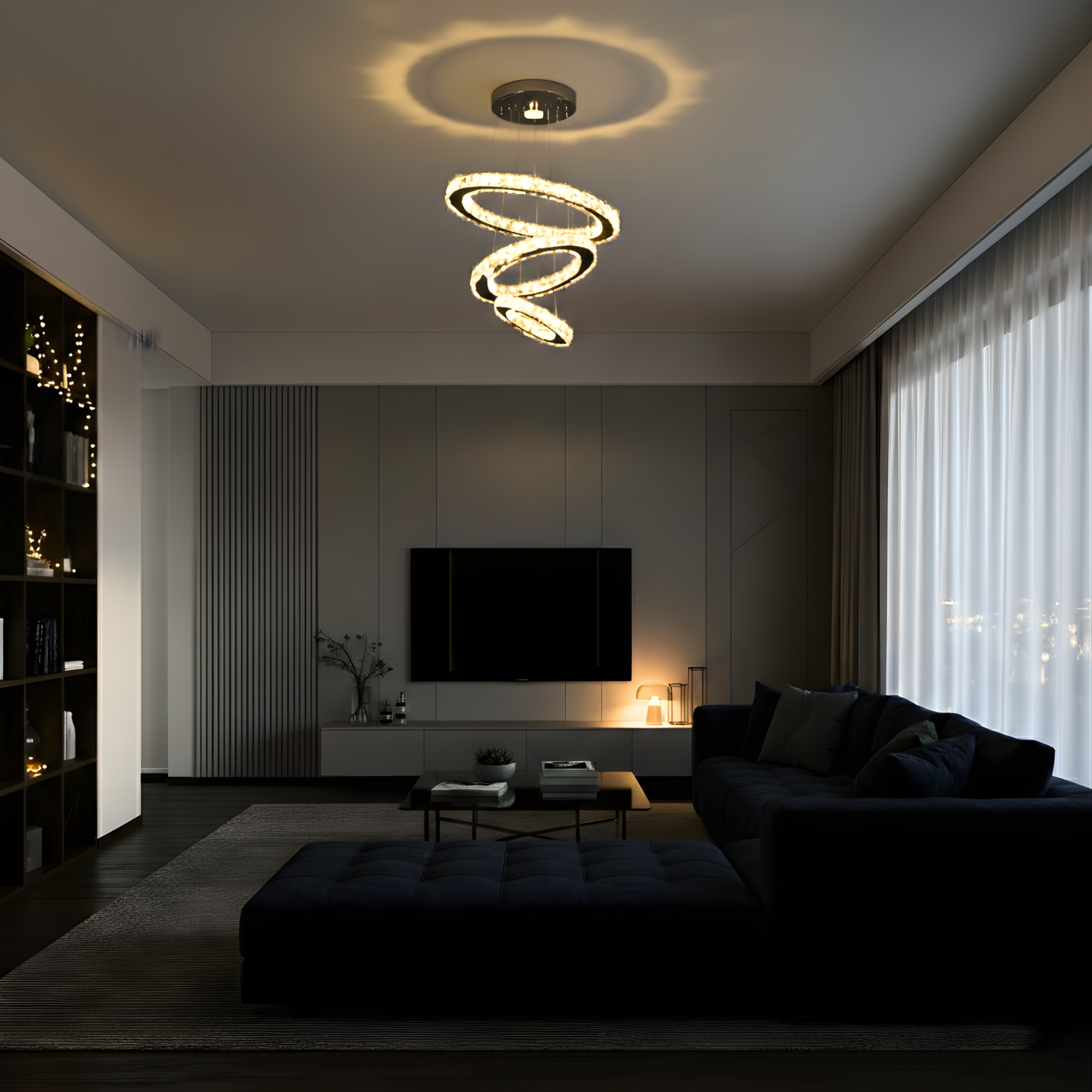 Grunewald - 16" LED Adjustable Light Rings Chandelier