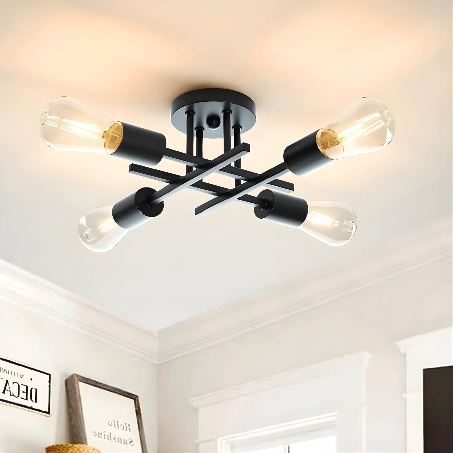 Skara - Flush Chandelier - Modern Sputnik Ceiling Fixture