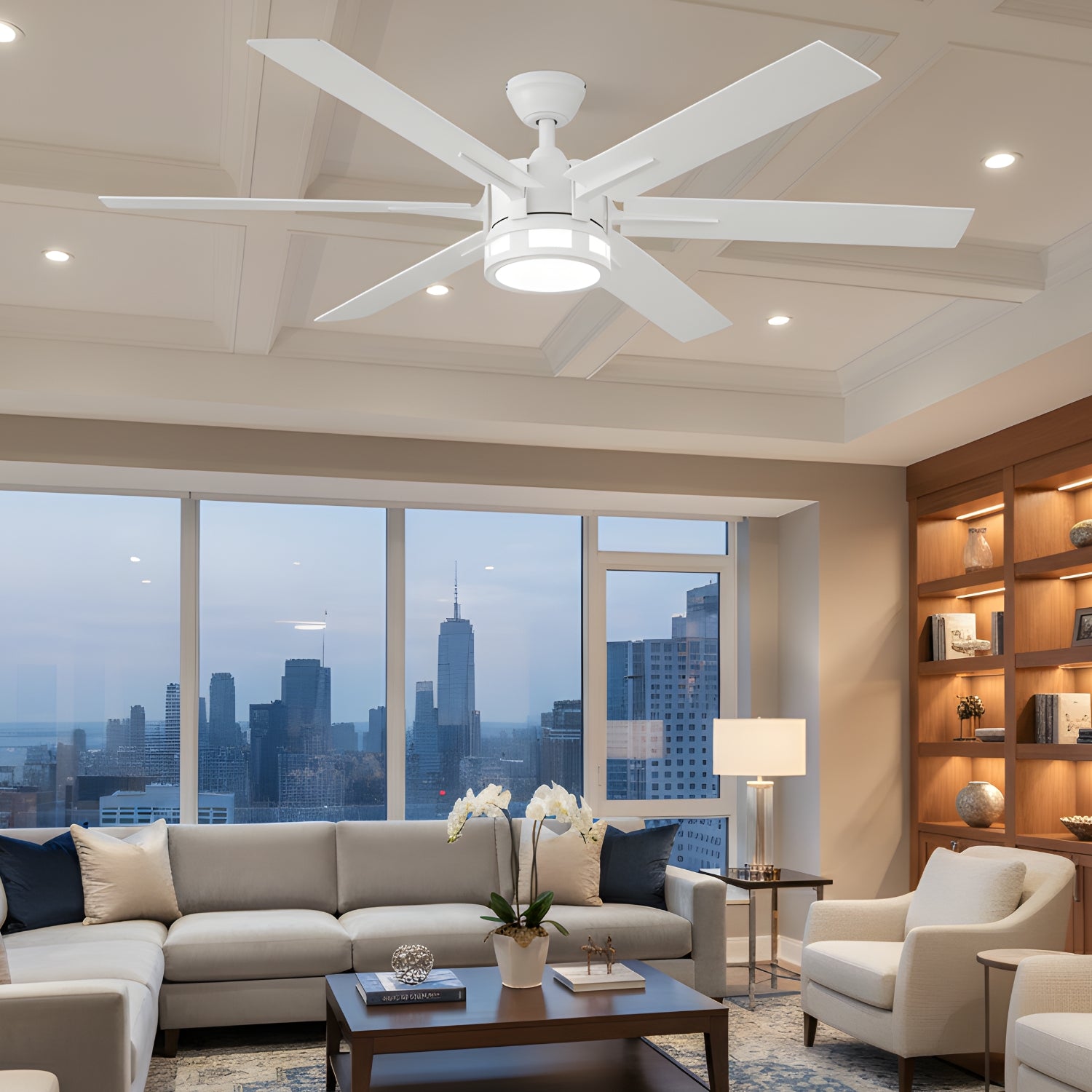Elva – 56" Modern 6-Blade Ceiling Fan with LED Light & Remote