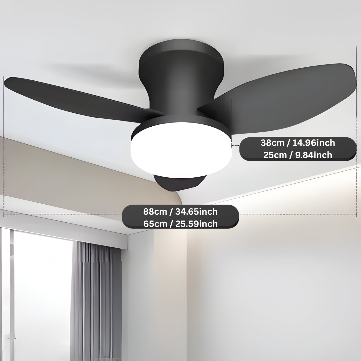 Brunn - 3 Blade Ceiling Fan with Dimmable LED & Remote Control