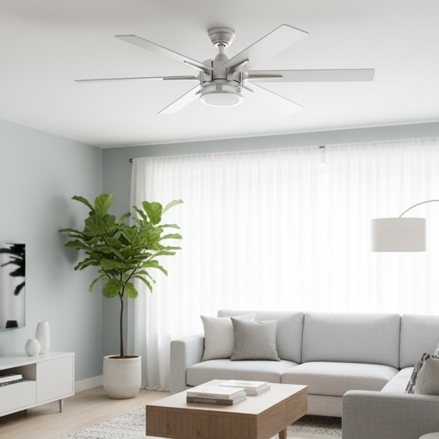 Elva – 56" Modern 6-Blade Ceiling Fan with LED Light & Remote