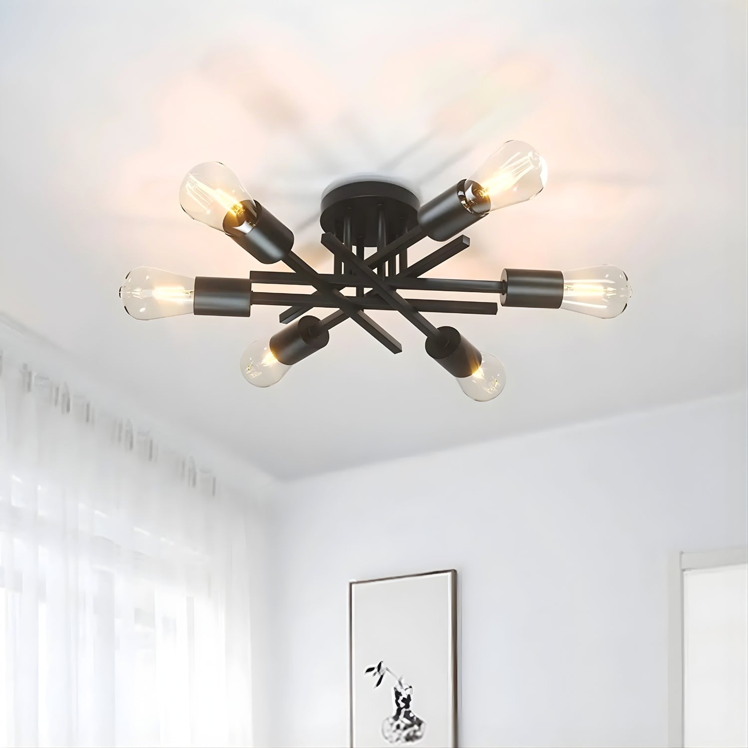 Skara - Retro-Inspired Semi Flush Chandelier - Modern Sputnik Ceiling Fixture