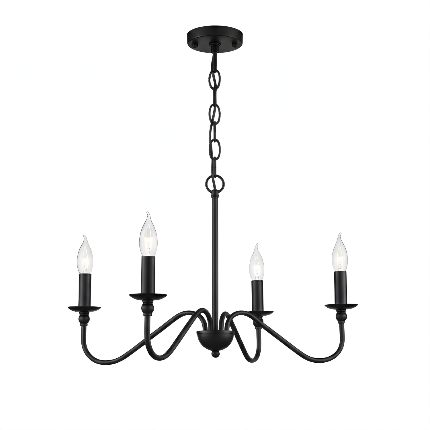 Niva - 35" Retro Loft Vintage American Style E14 Ceiling Chandelier Light, Black & Gold Modern Industrial Fixture