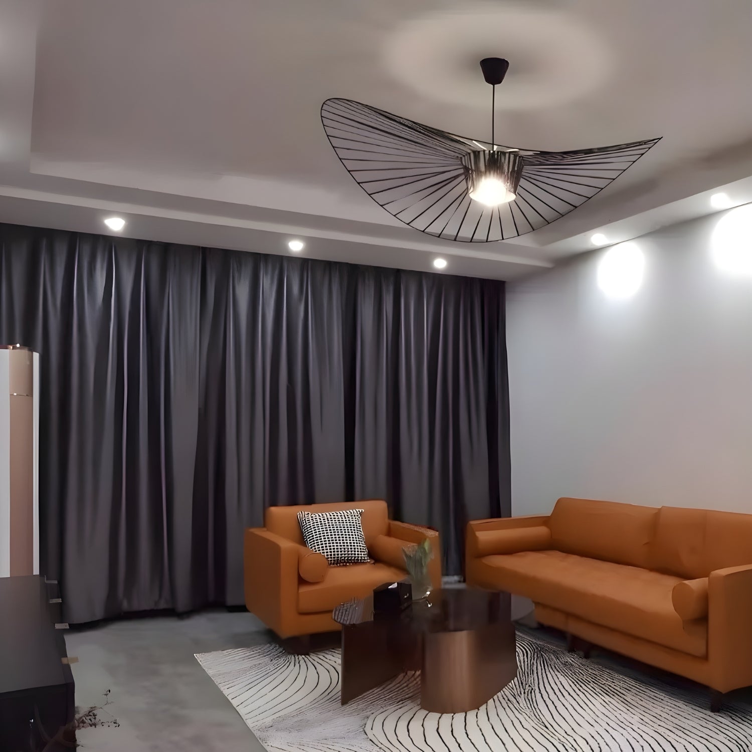 Weil - Italian-Inspired Nordic Modern Straw Hat Ceiling Lamp Creative Designer Chandelier Light Fixture