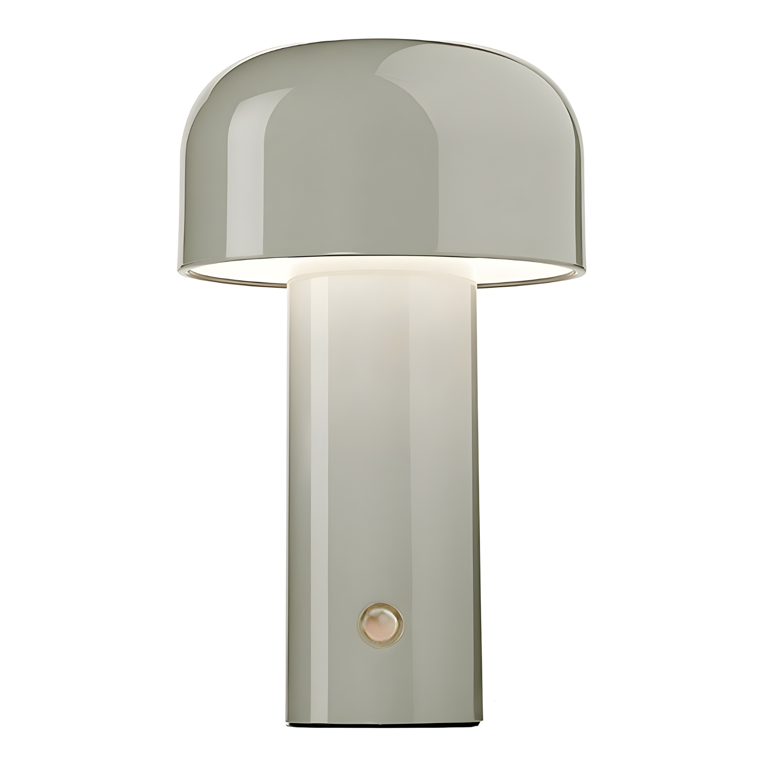 Wall-mounted lamp with a cylindrical body and dome-shaped top on a white background