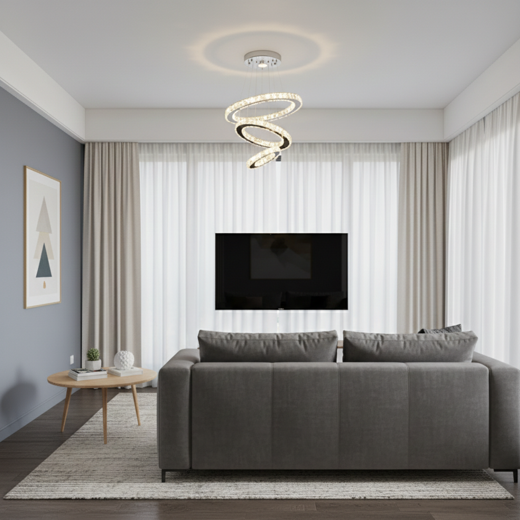 Grunewald - 16" LED Adjustable Angle Shape Light Rings Chandelier