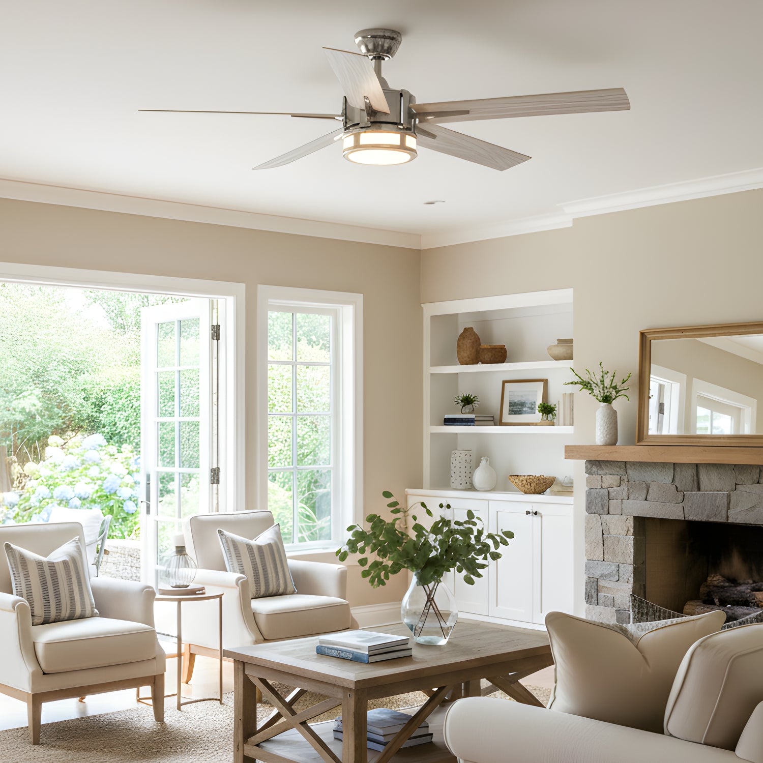 Elva – 56" Modern 6-Blade Ceiling Fan with LED Light & Remote