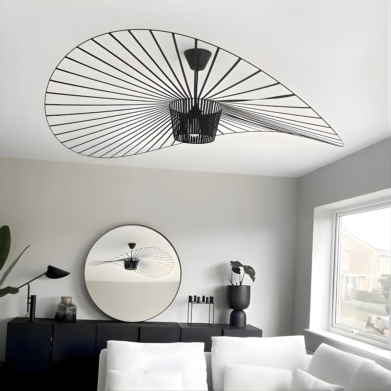 Weil - Italian-Inspired Nordic Modern Straw Hat Ceiling Lamp Creative Designer Chandelier Light Fixture