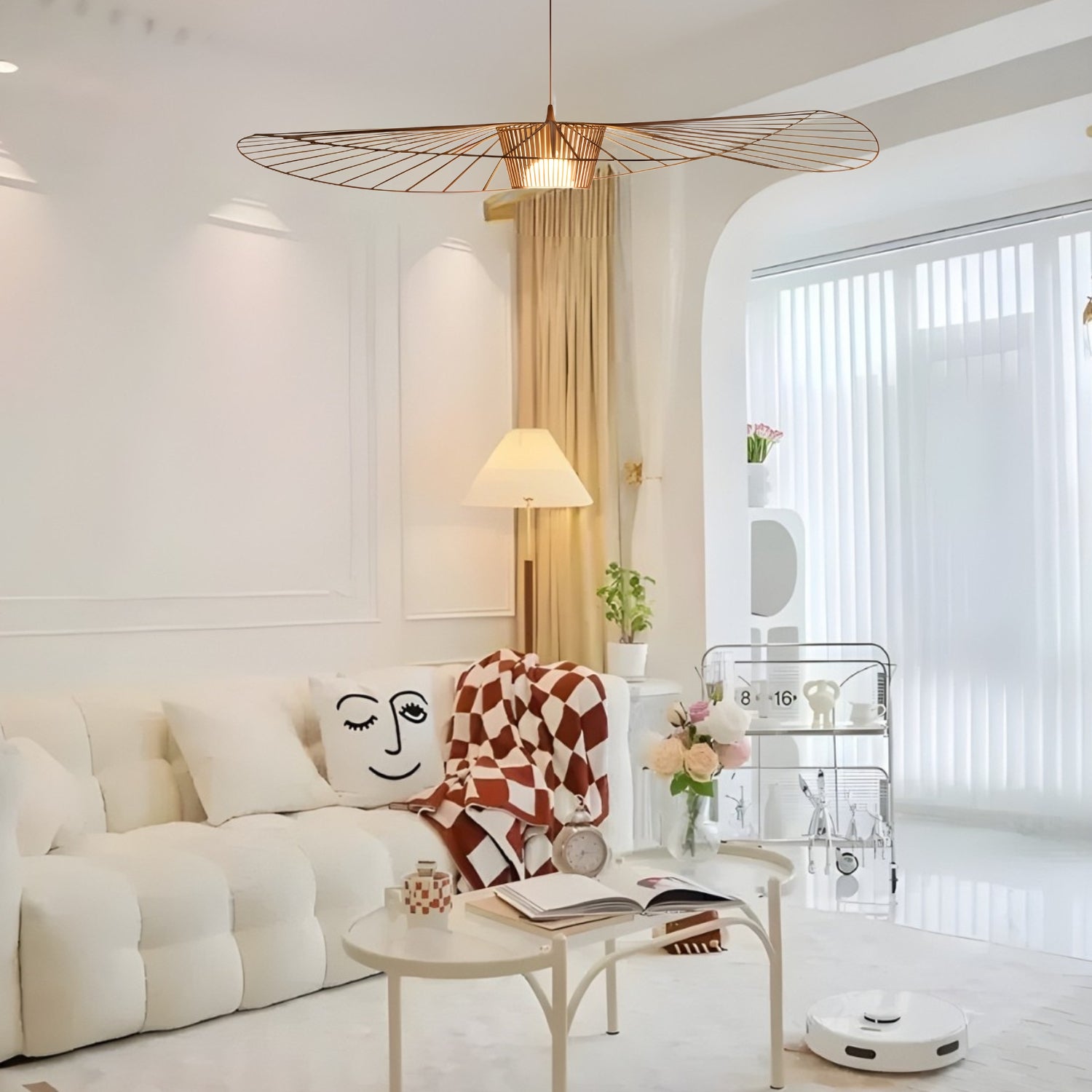 Weil - Italian-Inspired Nordic Modern Straw Hat Ceiling Lamp Creative Designer Chandelier Light Fixture