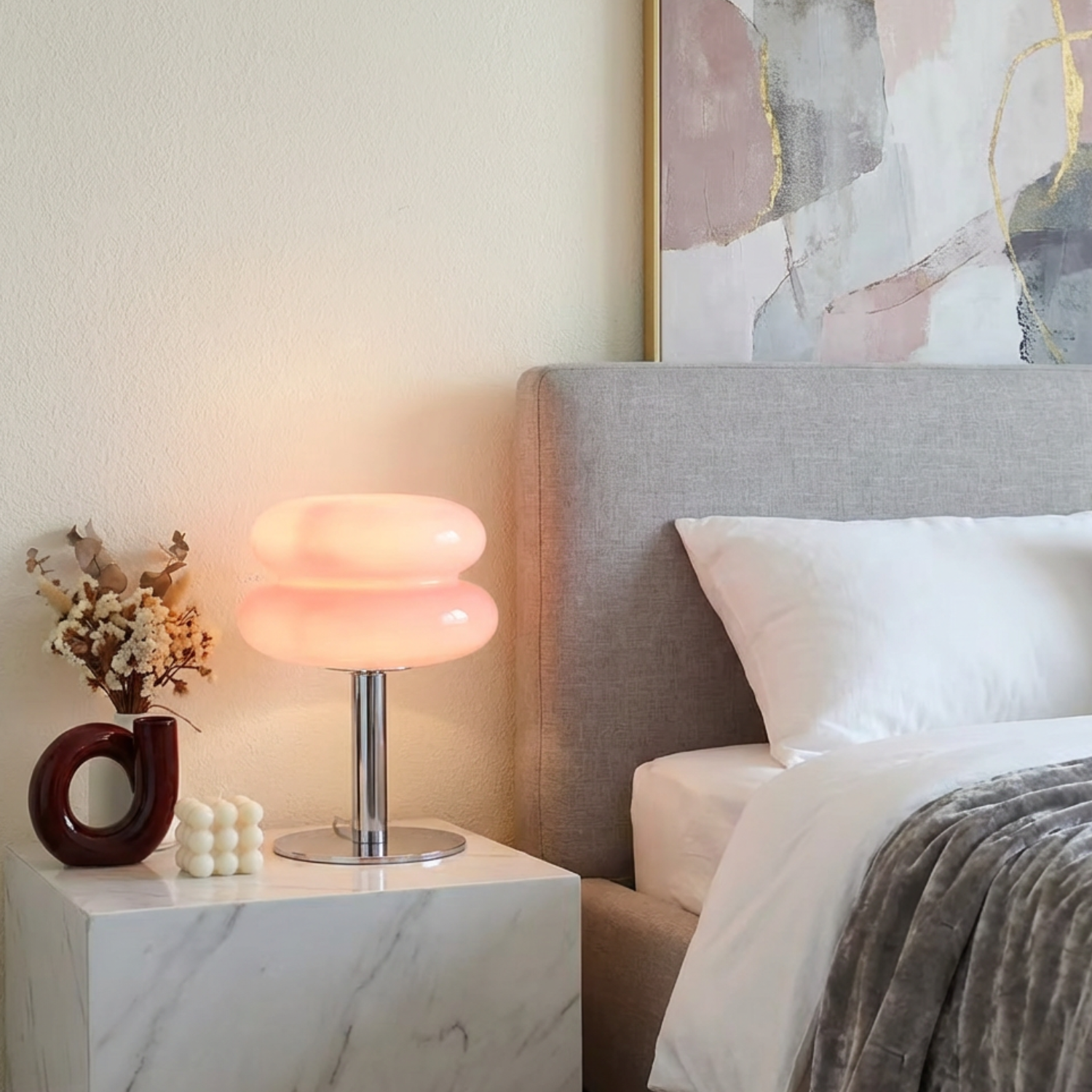 Glittertind | Macaron Glass Table Lamp – Trichromatic Dimming Light