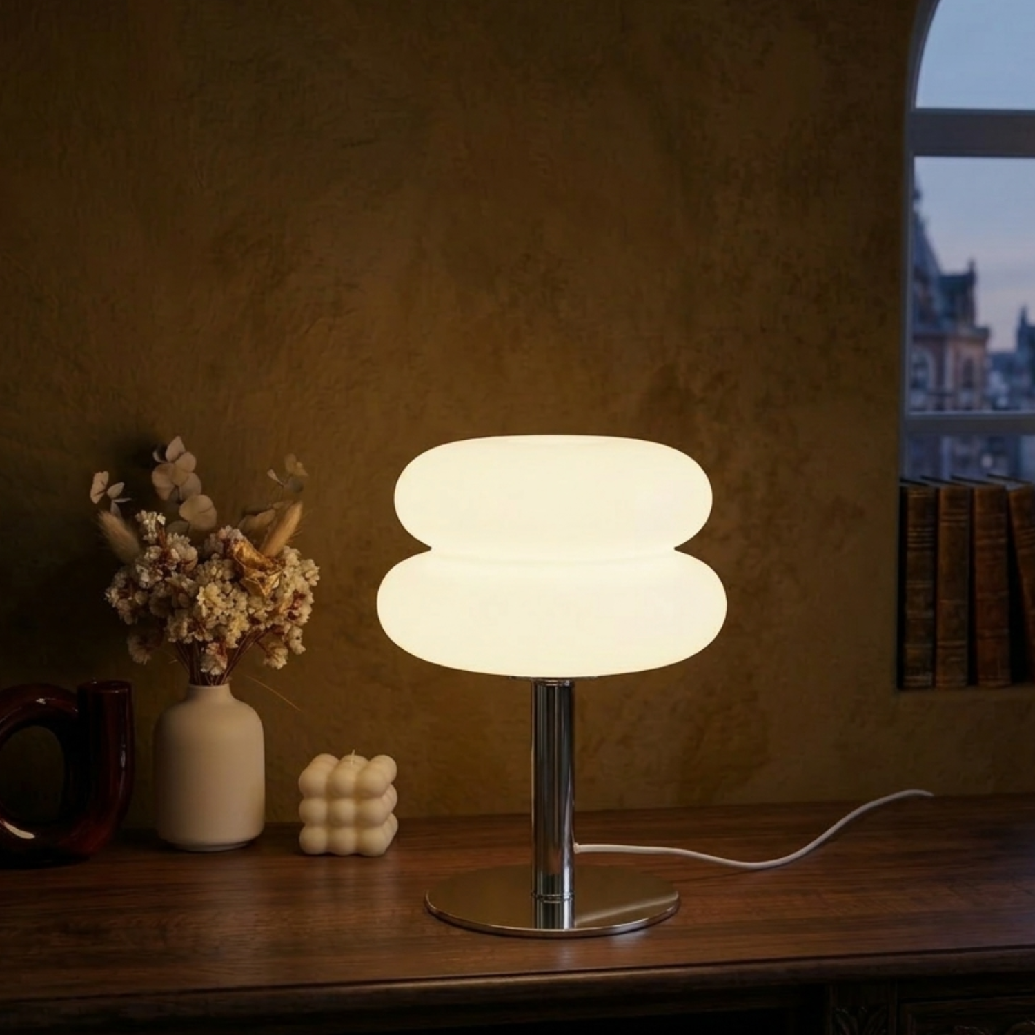Glittertind | Macaron Glass Table Lamp – Trichromatic Dimming Light