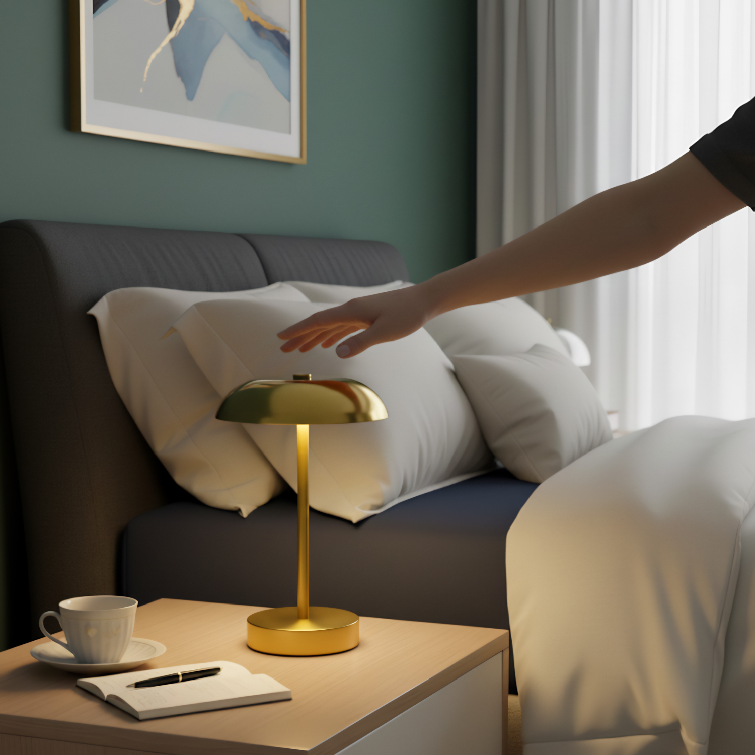 Tampere | 8" Wireless Mushroom Lamp | Touch & Dimmer Control