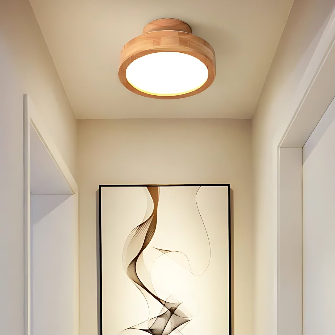 Hollenz - 9-15 Nordic Glow Round Scandinavian Wooden Ceiling Lamp