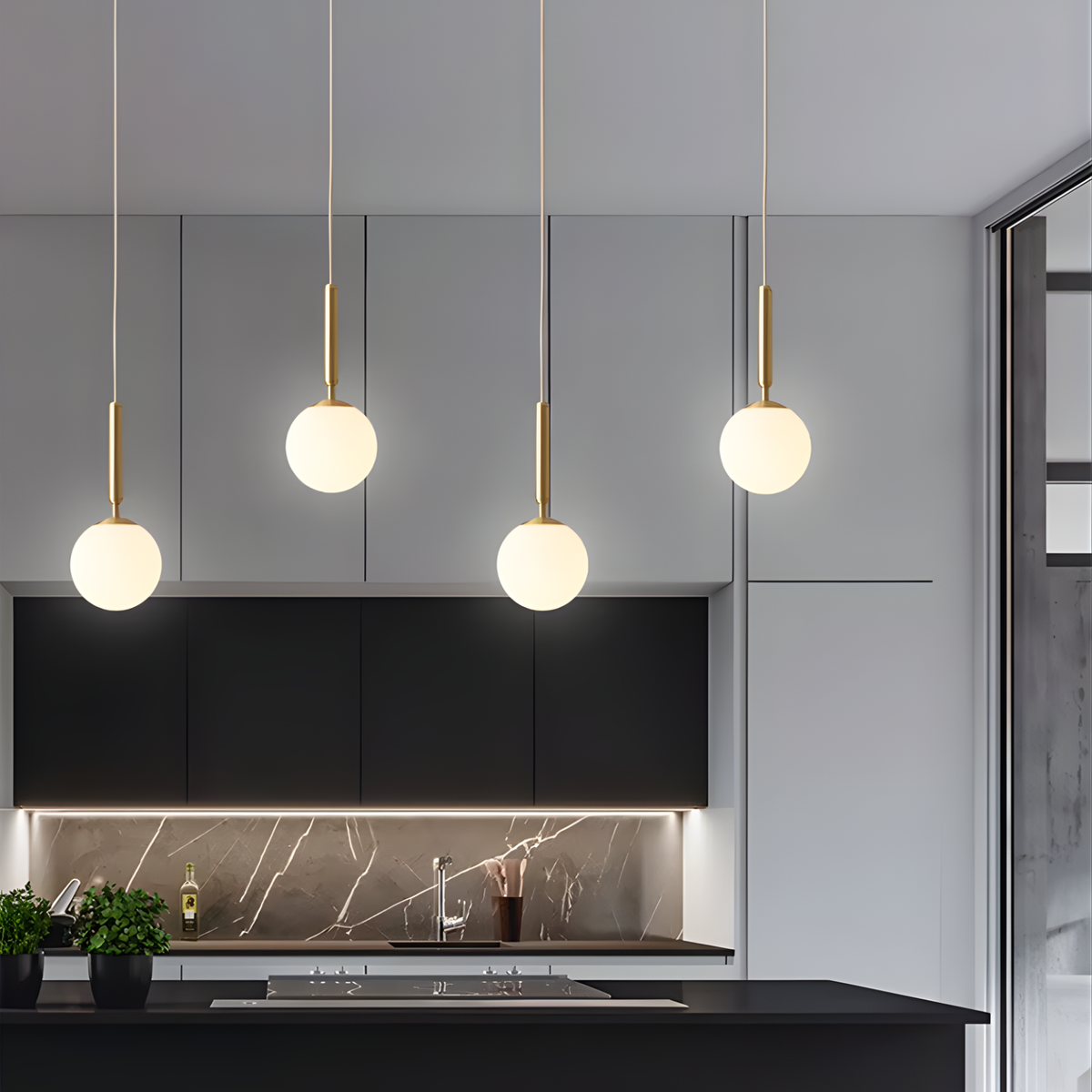 Borgund - 6-10 Glass Sphere RGB LED Pendant Light