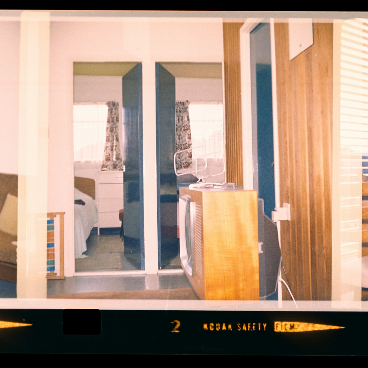 Vintage television in a retro room interior room