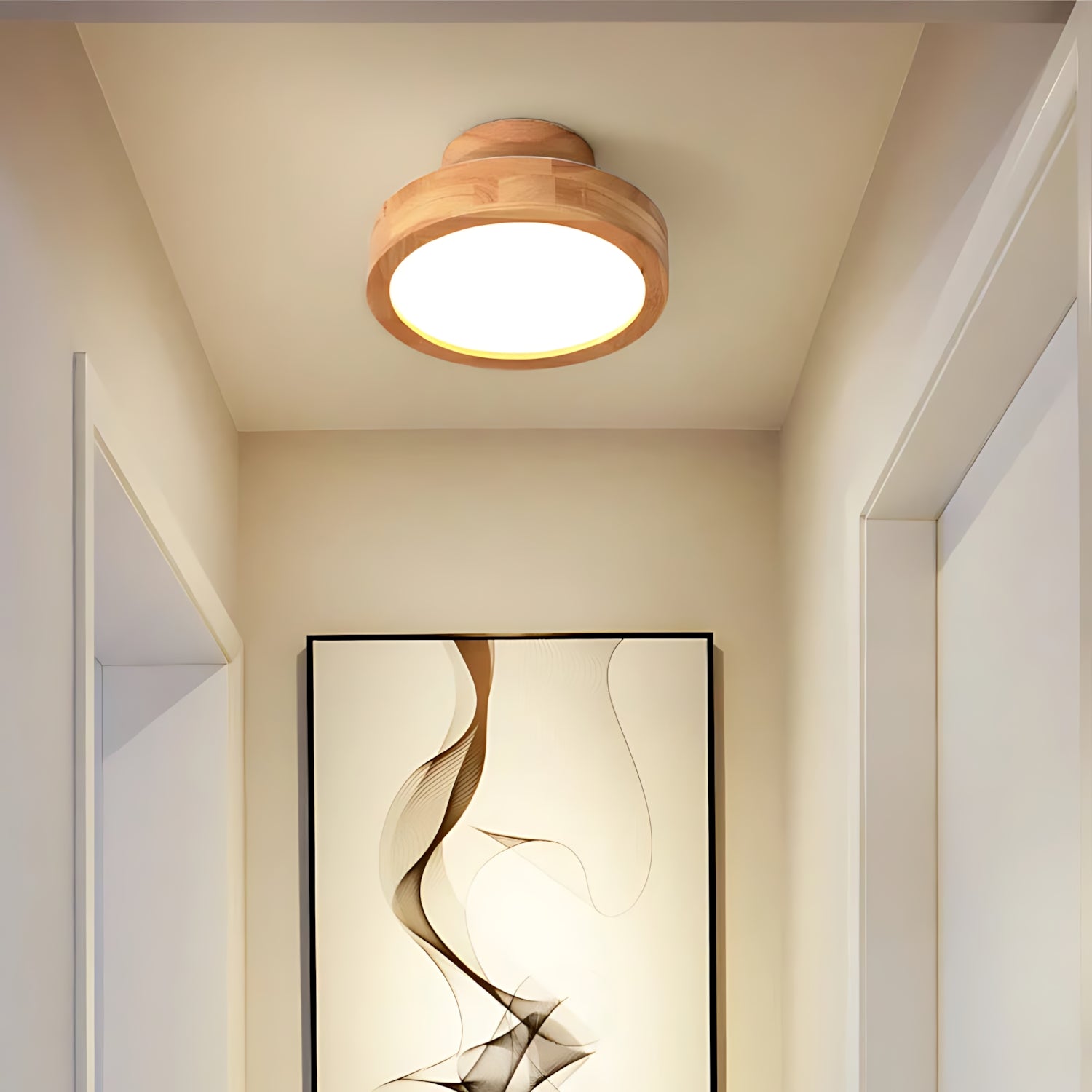 Hollenzollern - Nordic Glow Round Scandinavian Wooden Ceiling Lamp