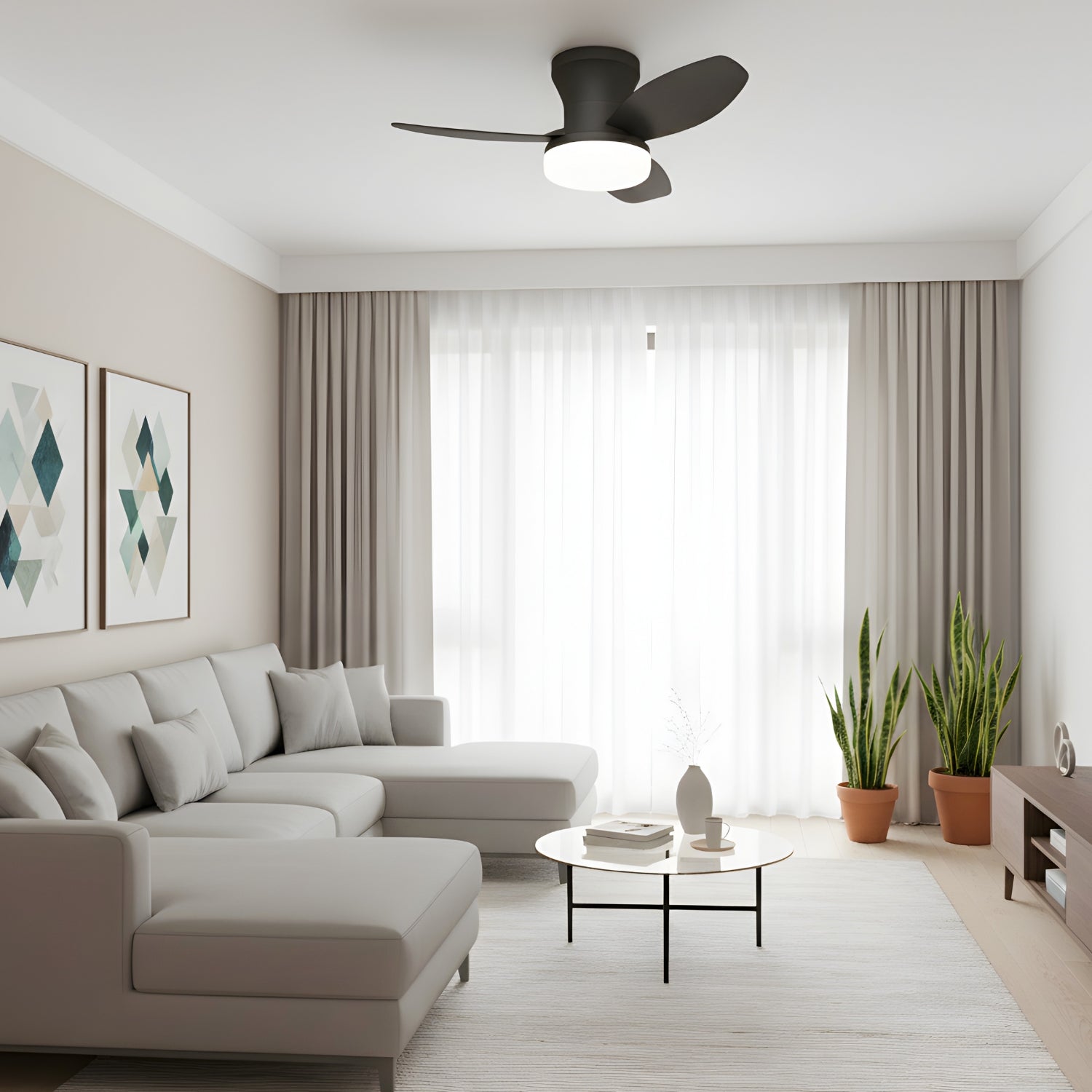 Brunn - 3 Blade Ceiling Fan with Dimmable LED & Remote Control