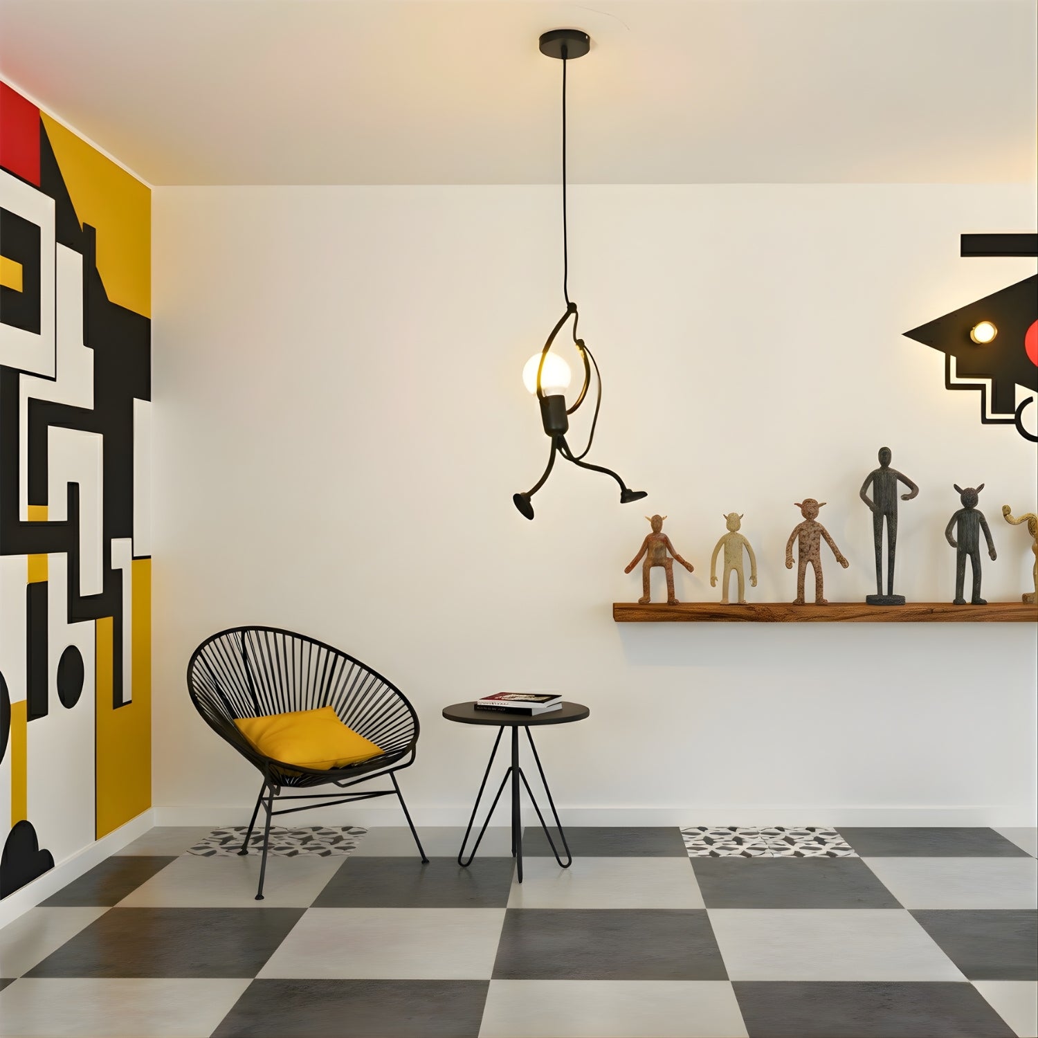 Elberg - Vintage Iron Climbing Man Pendant Light - Artistic E27 Ceiling Lamp