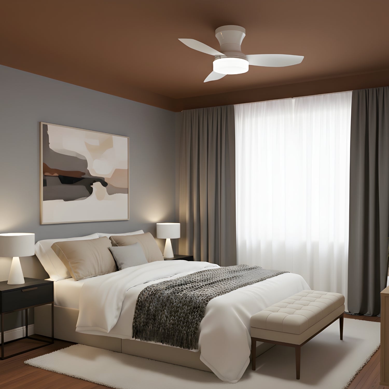 Brunn - 3 Blade Ceiling Fan with Dimmable LED & Remote Control