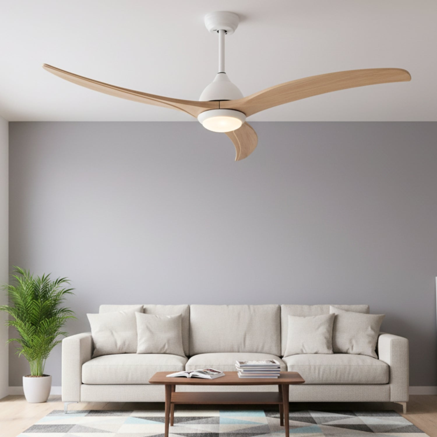Osna - 52" Indoor/Outdoor Ceiling Fan with LED Light, Remote, 6 Speeds