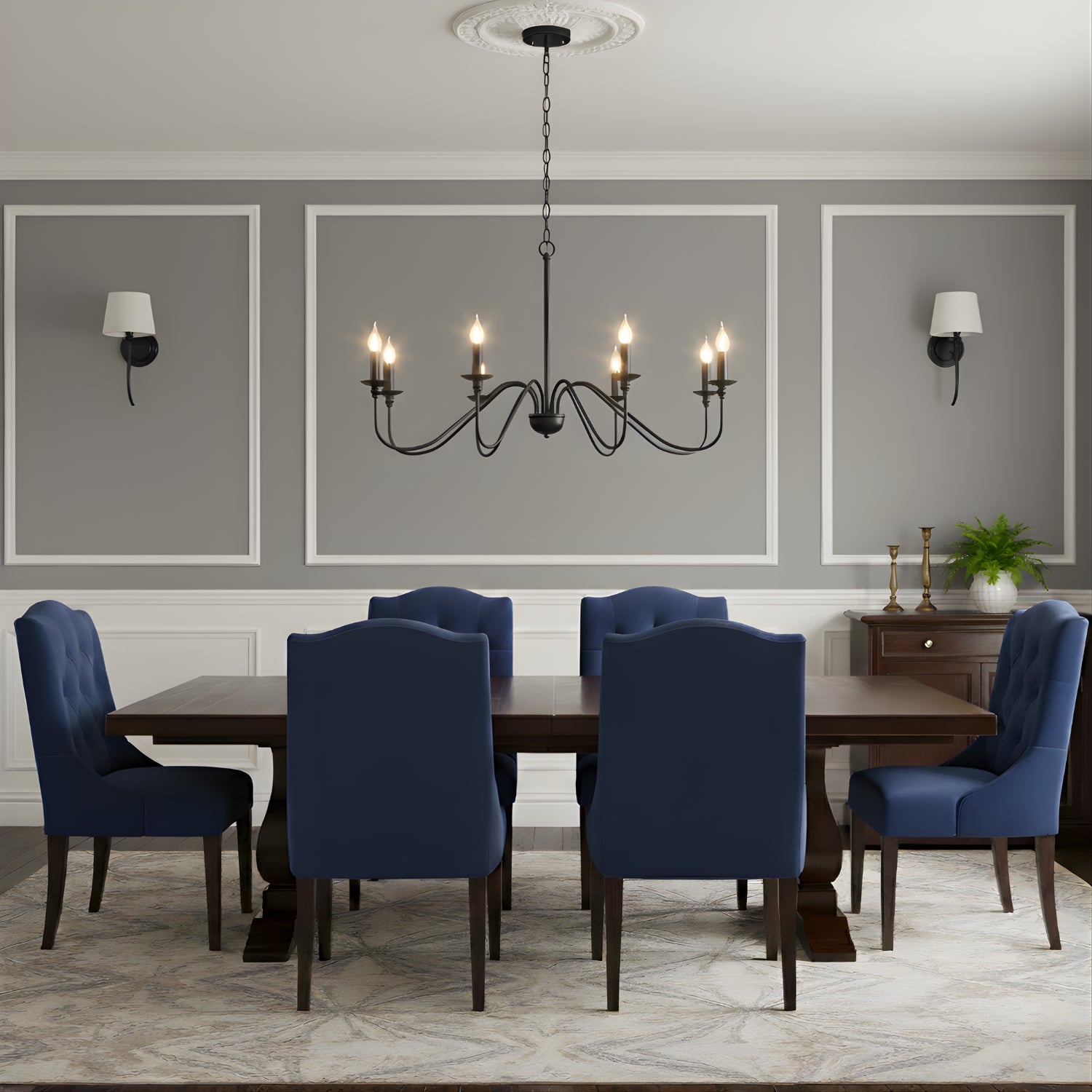 Niva - 35" Retro Loft Vintage American Style E14 Ceiling Chandelier Light, Black & Gold Modern Industrial Fixture