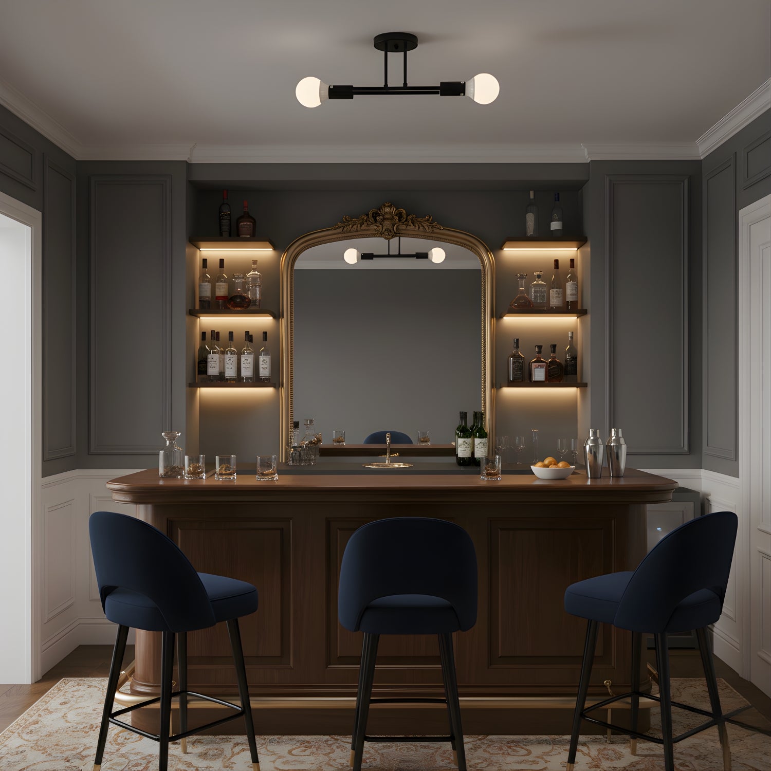 Skara - Retro-Inspired Semi Flush Chandelier - Modern Sputnik Ceiling Fixture