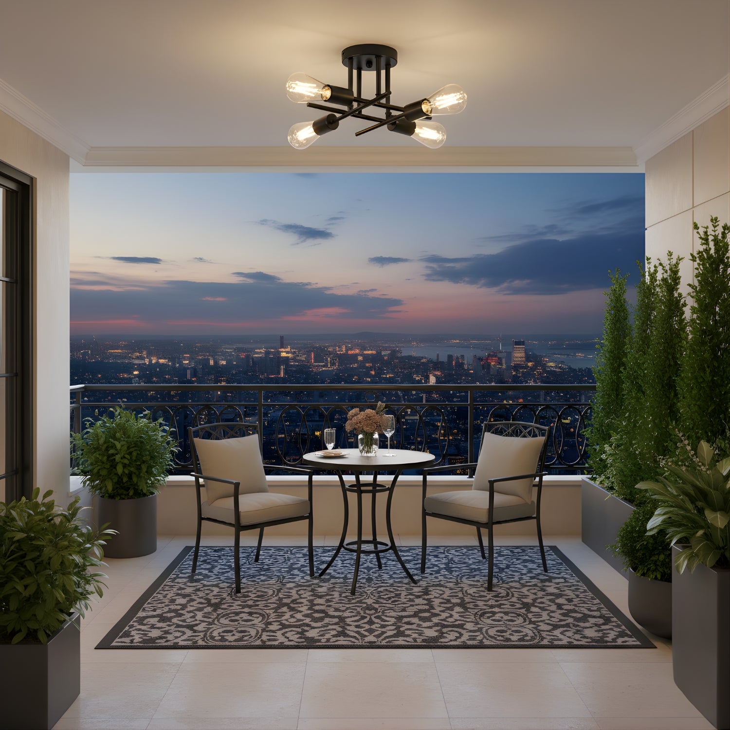 Skara - Retro-Inspired Semi Flush Chandelier - Modern Sputnik Ceiling Fixture