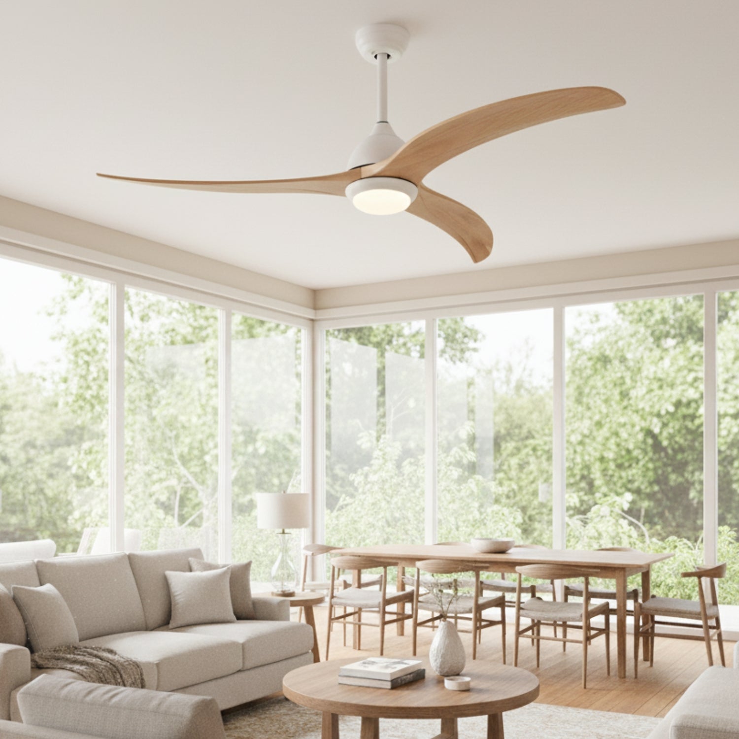Osna - 52" Indoor/Outdoor Ceiling Fan with LED Light, Remote, 6 Speeds