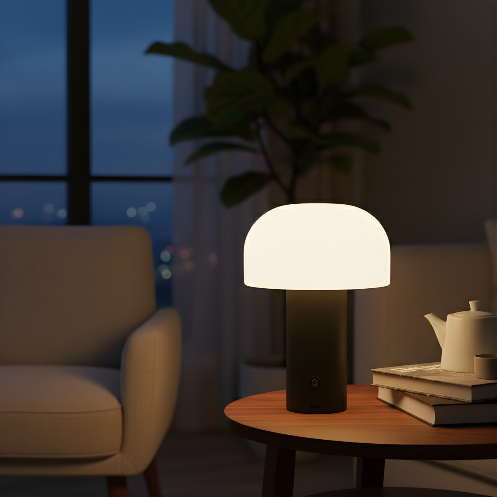 Hatz - 8" LED Wireless Iron Mushroom Lamp