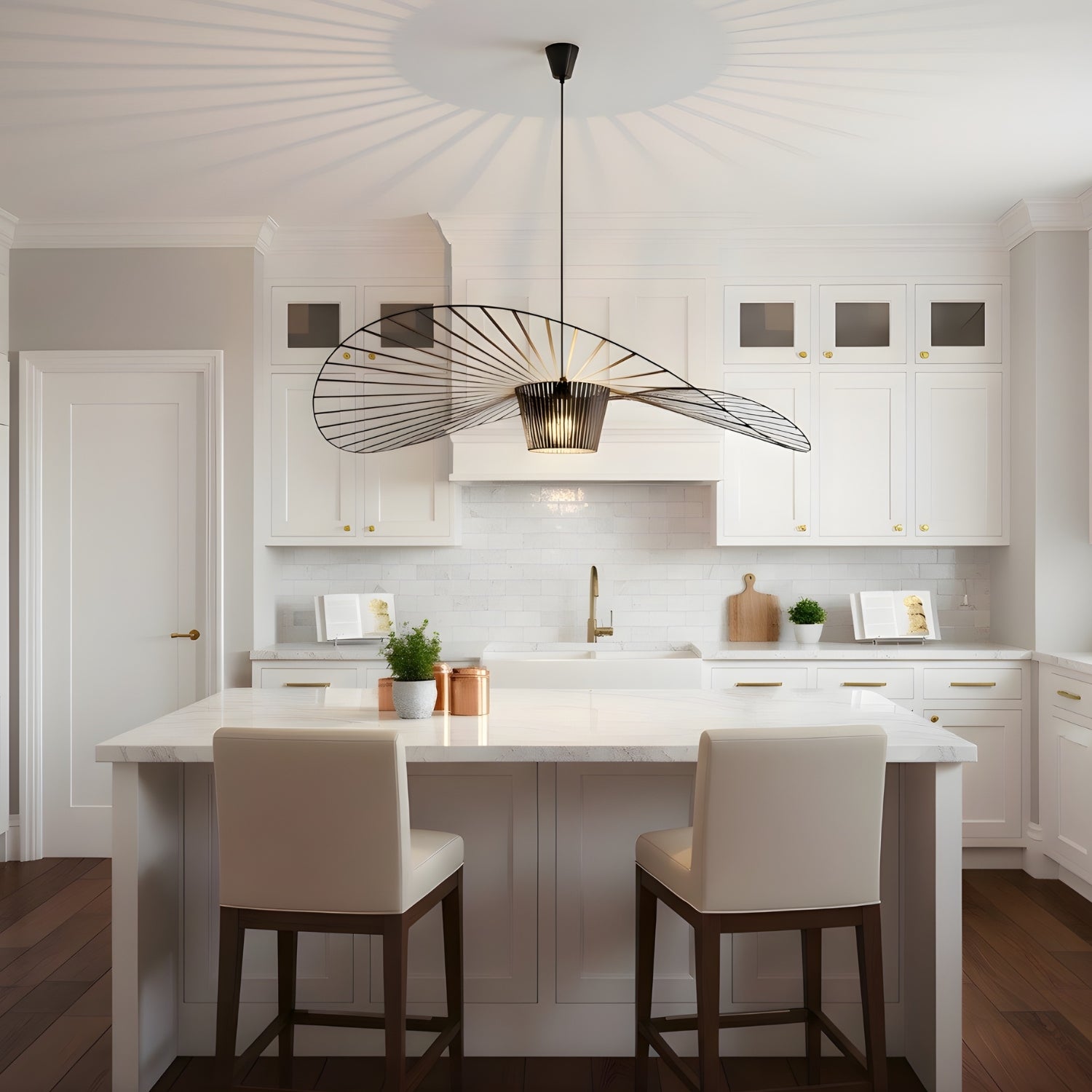 Weil - Italian-Inspired Nordic Modern Straw Hat Ceiling Lamp Creative Designer Chandelier Light Fixture