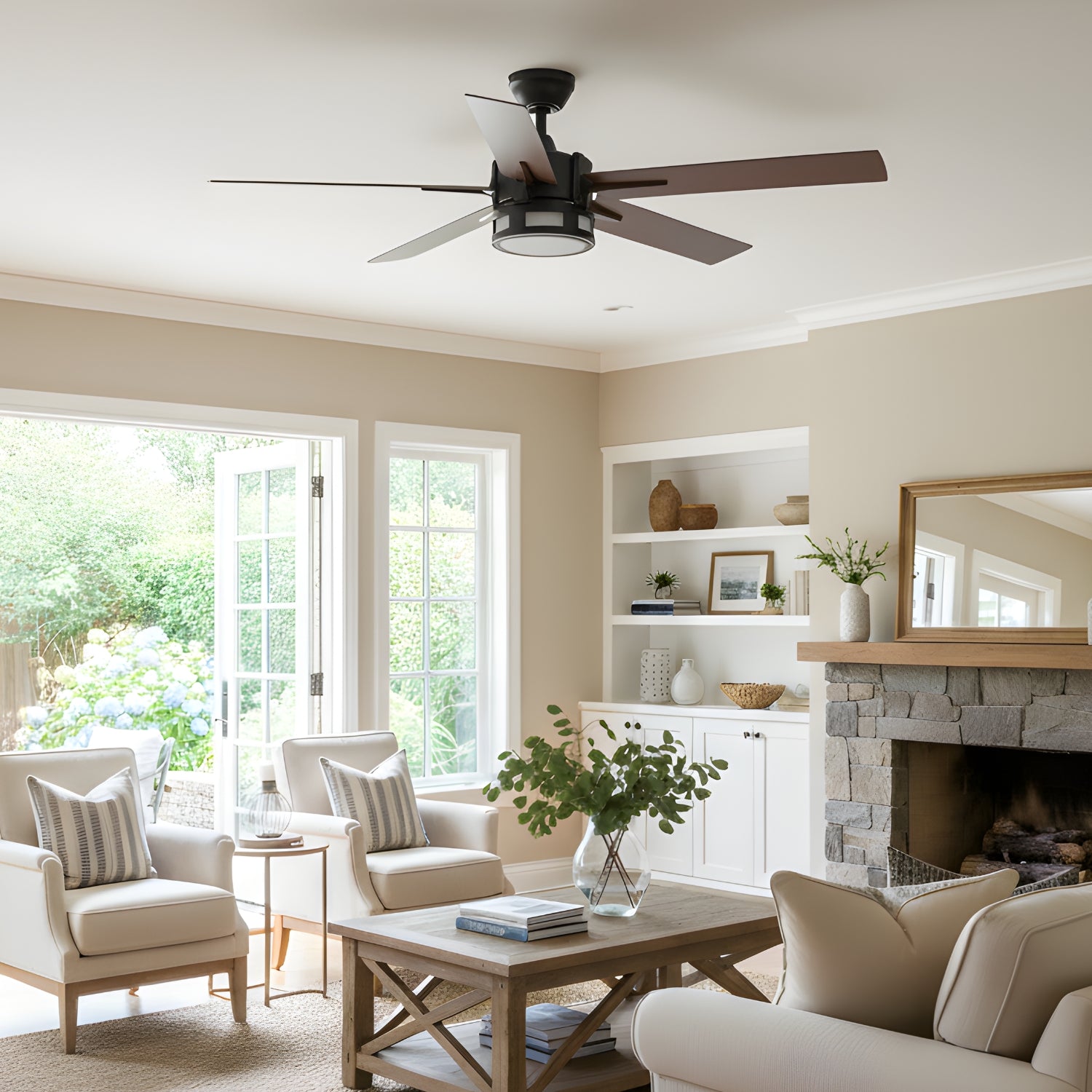 Elva – 56" Modern 6-Blade Ceiling Fan with LED Light & Remote
