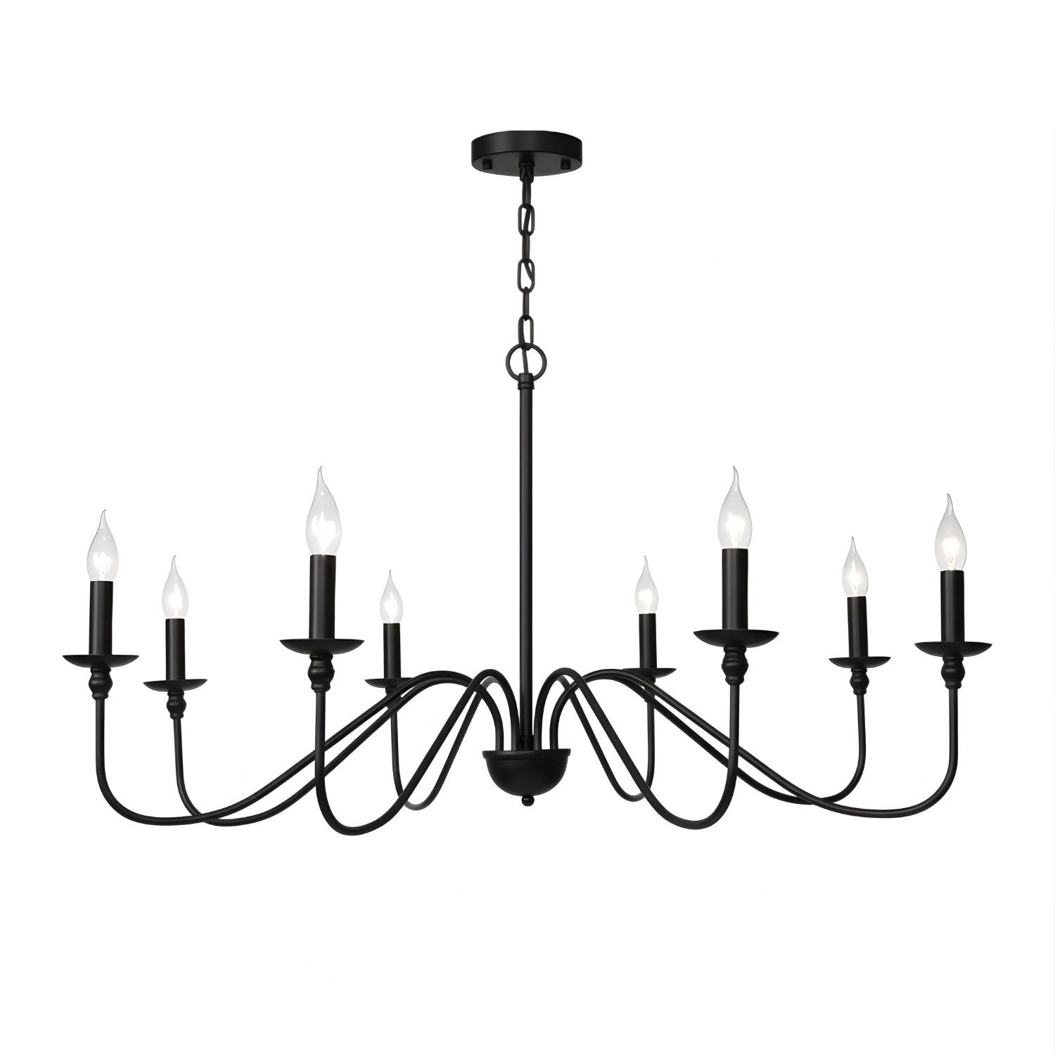 Niva - 35" Retro Loft Vintage American Style E14 Ceiling Chandelier Light, Black & Gold Modern Industrial Fixture