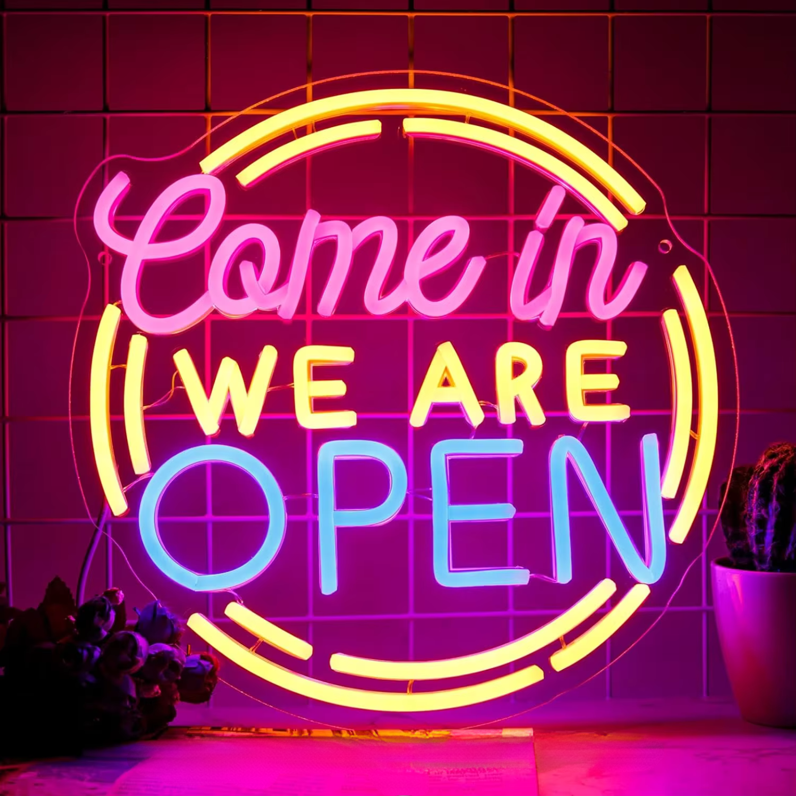 We are open neon sign
