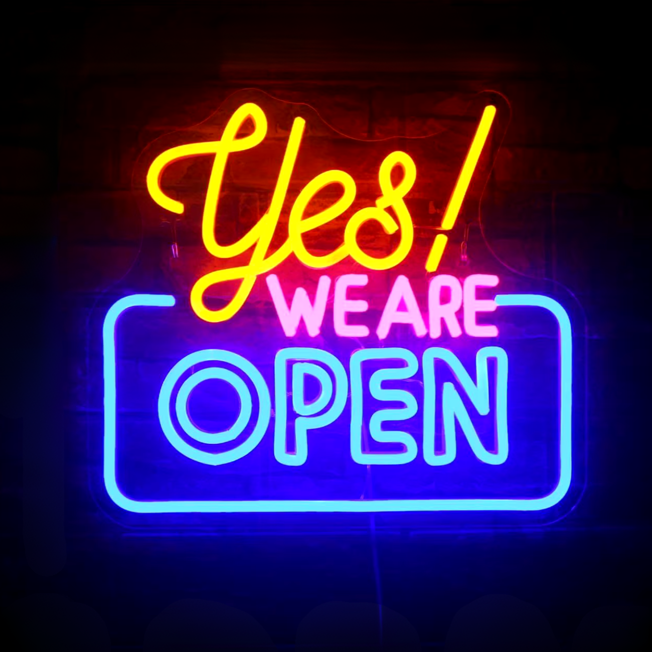 Yes we are open - neon sign