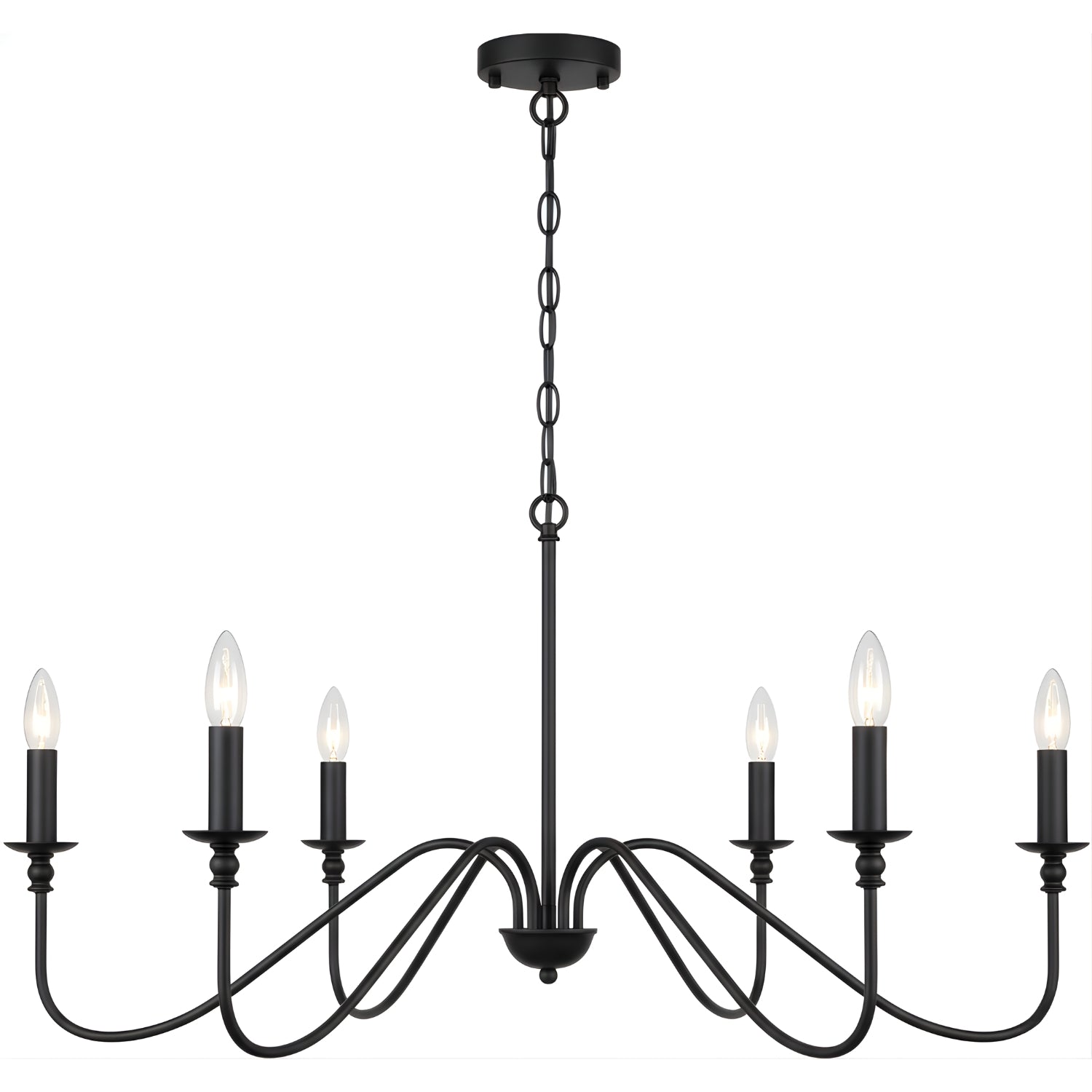 Niva - 35" Retro Loft Vintage American Style E14 Ceiling Chandelier Light, Black & Gold Modern Industrial Fixture