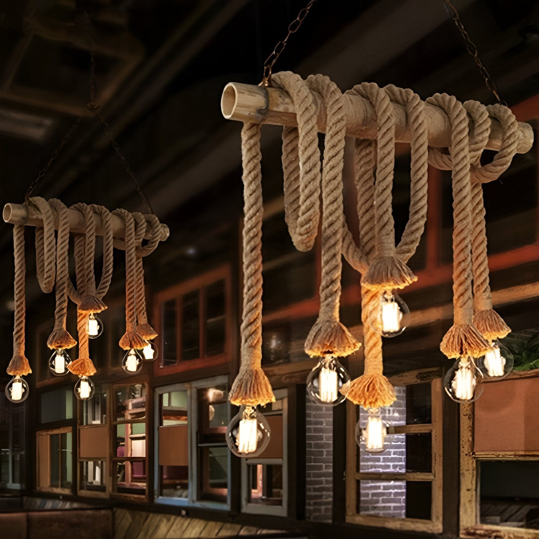 Bamboo rope pendant light