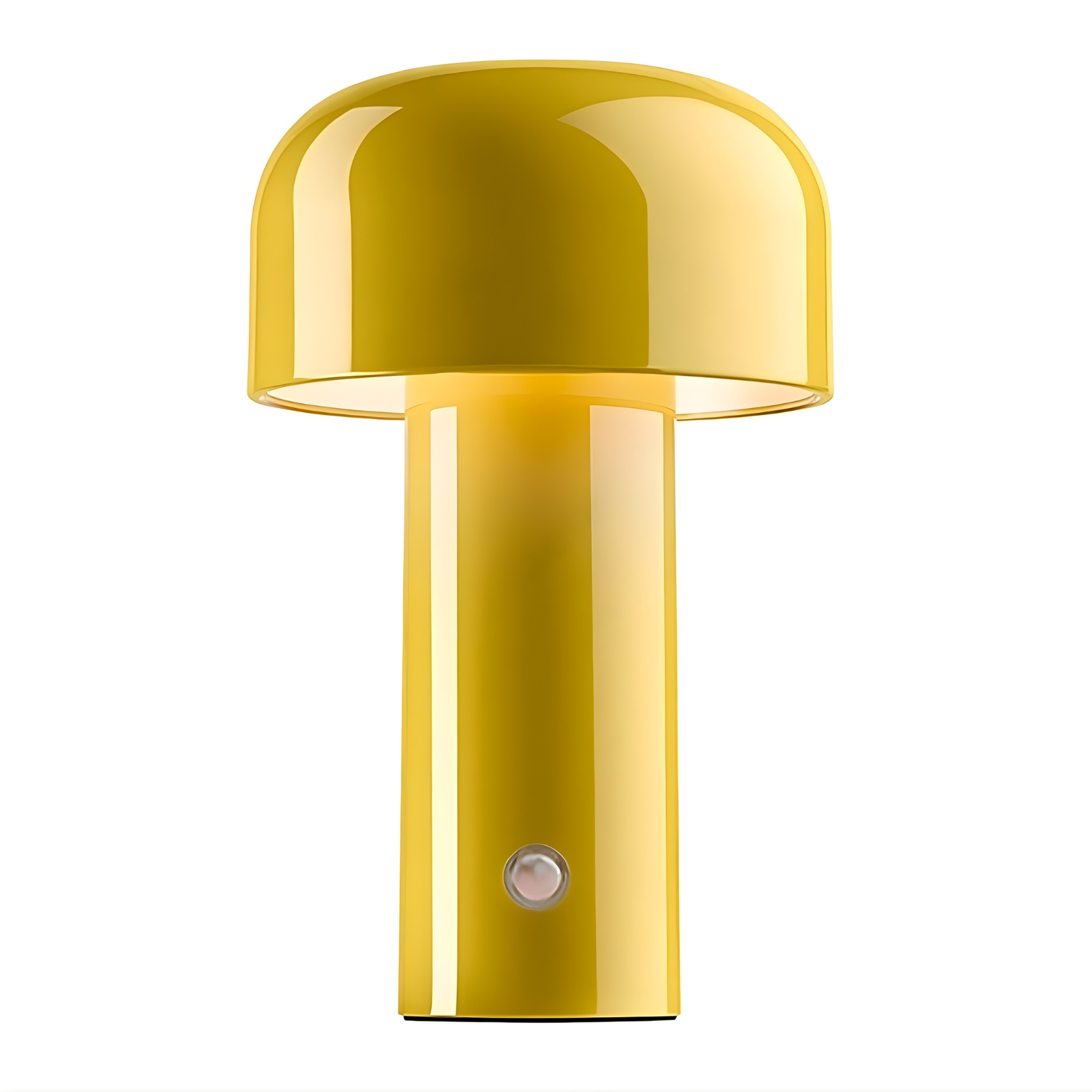 Yellow outdoor wall light fixture on a white background