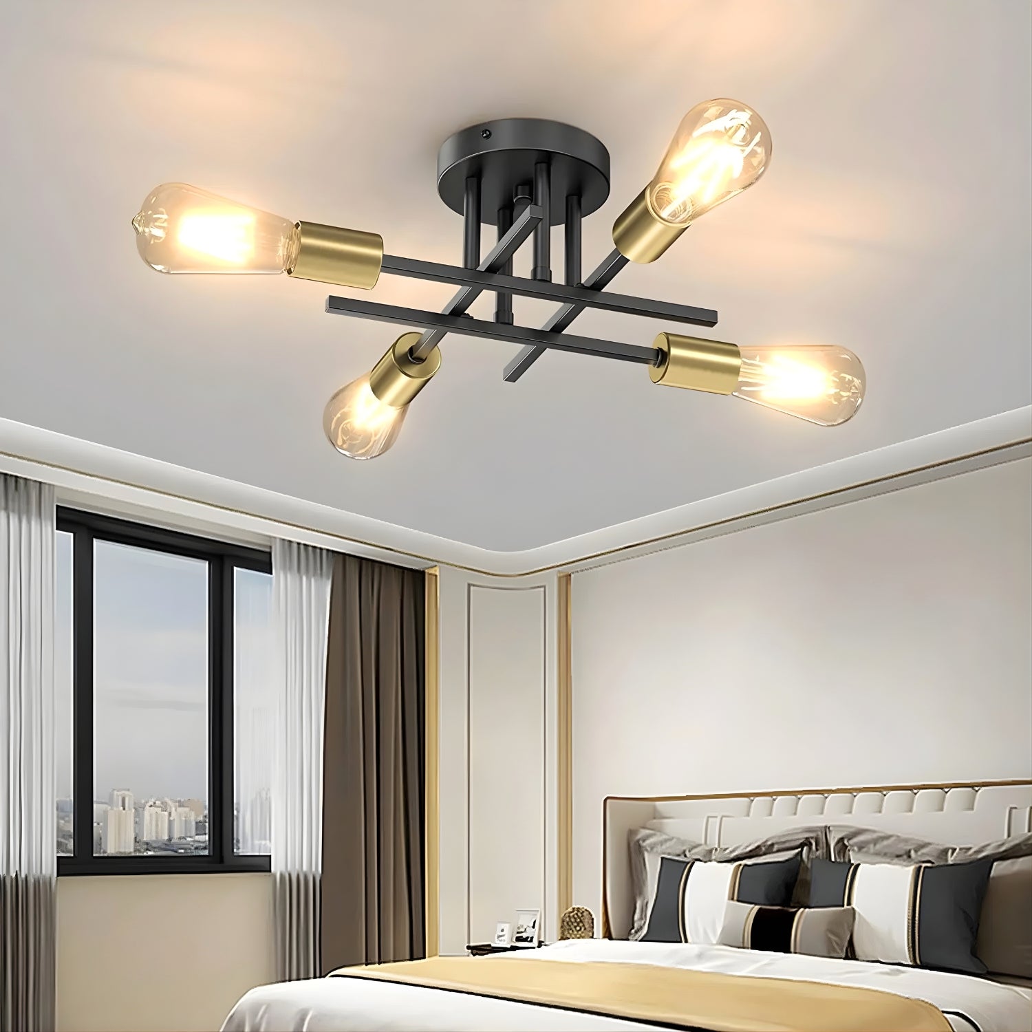 Skara - Retro-Inspired Semi Flush Chandelier - Modern Sputnik Ceiling Fixture