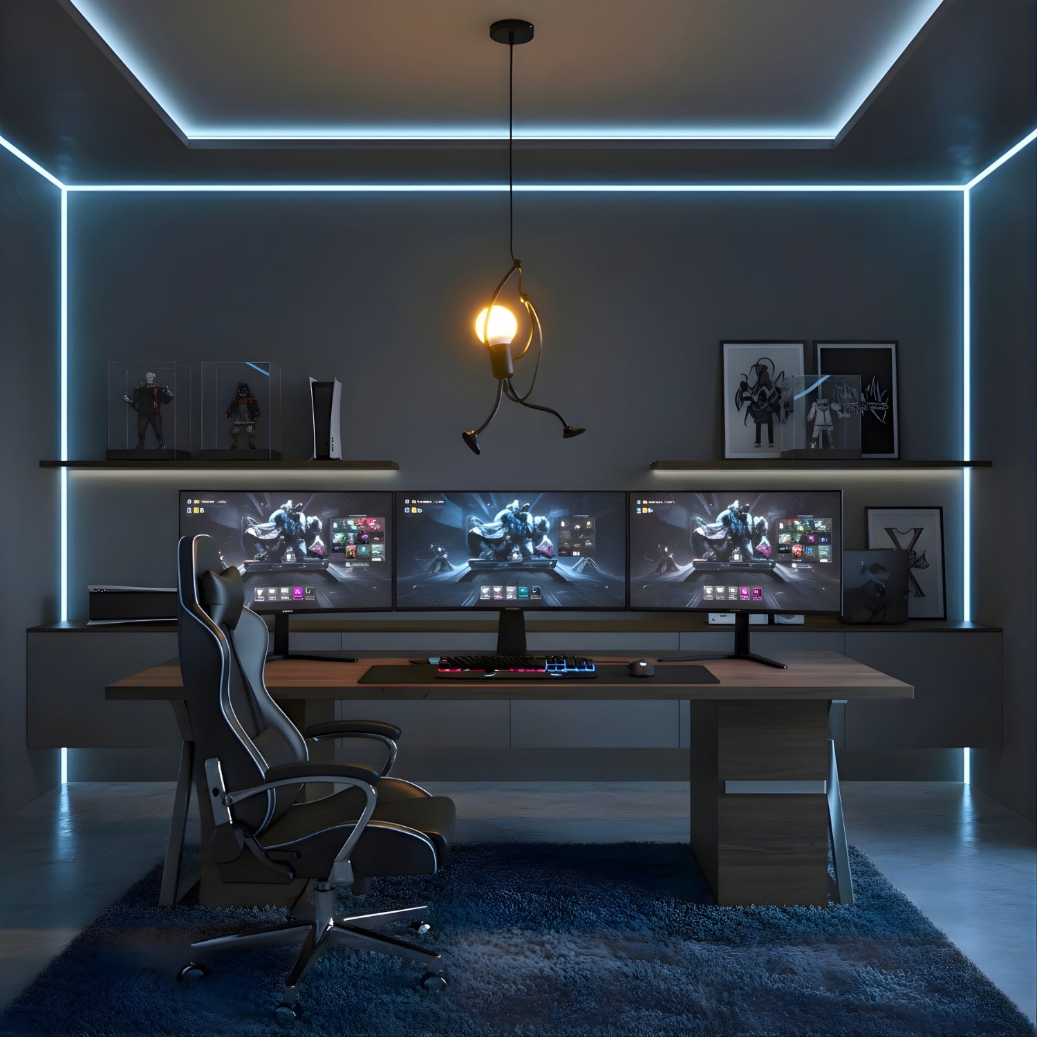 Elberg - Vintage Iron Climbing Man Pendant Light - Artistic E27 Ceiling Lamp