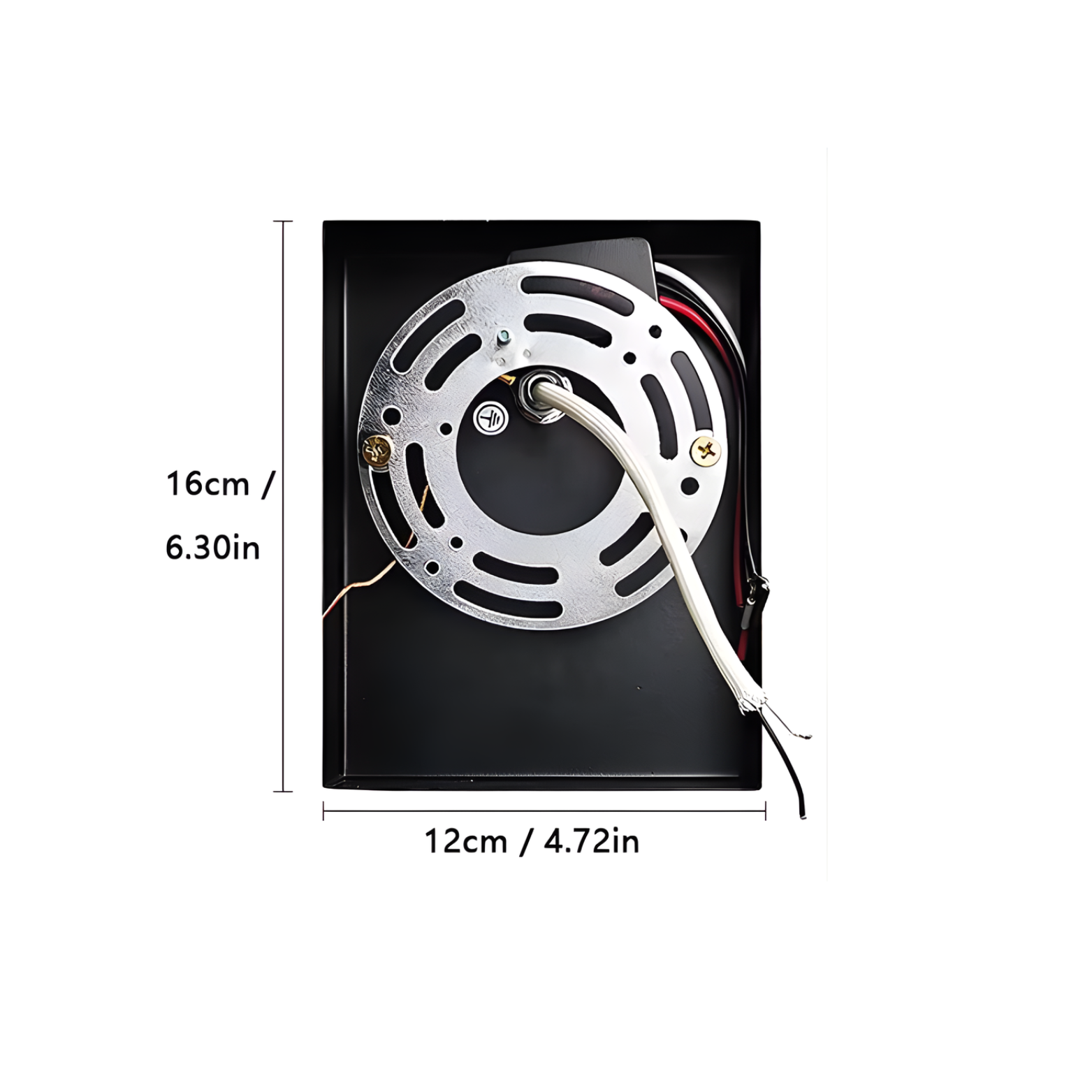 Motor with dimensions labeled on a white background