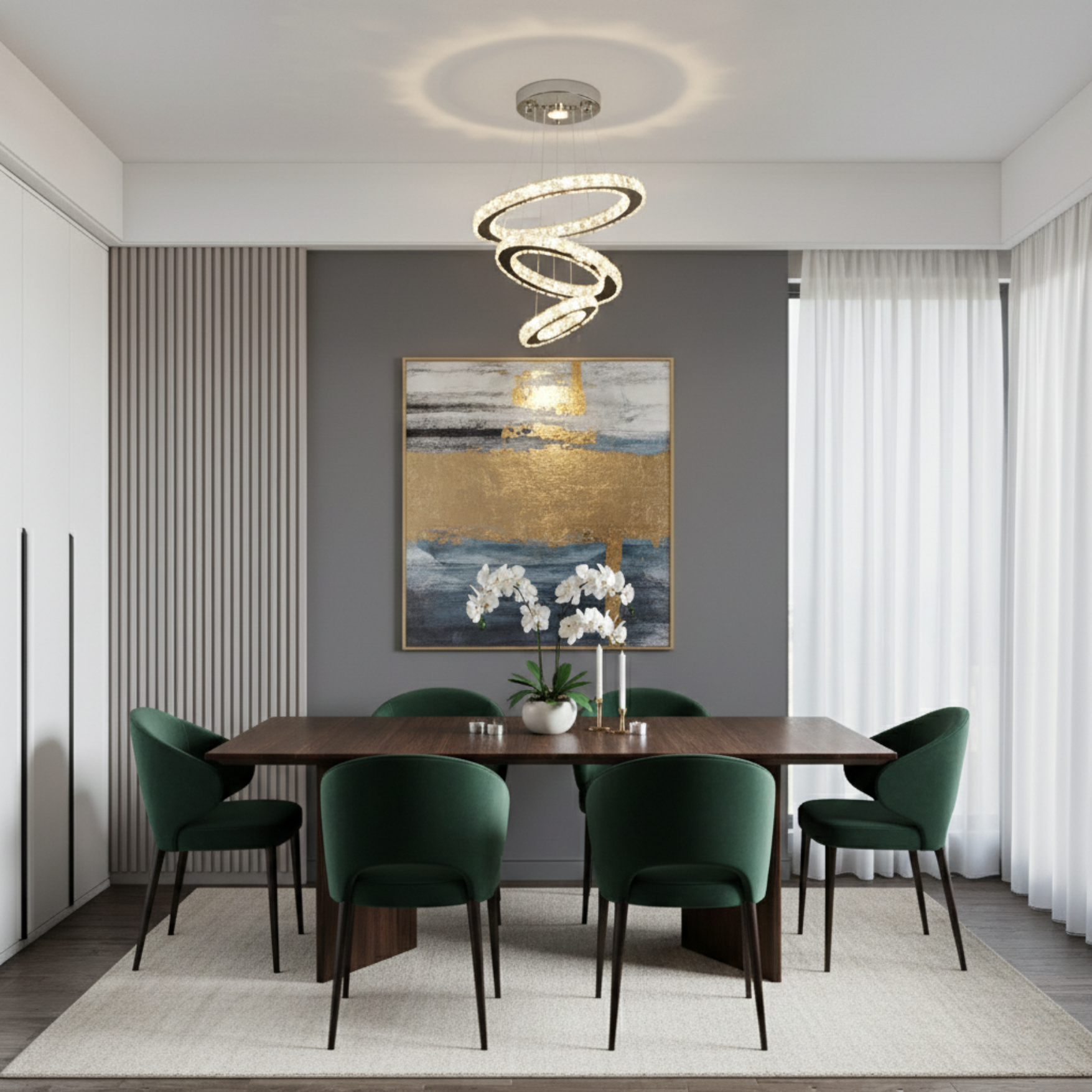 Grunewald - 16" LED Adjustable Angle Shape Light Rings Chandelier