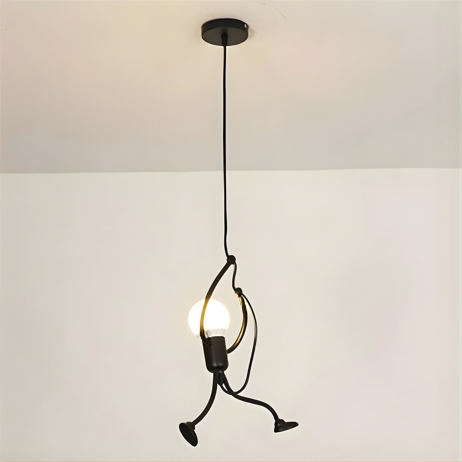 Elberg - Vintage Iron Climbing Man Pendant Light - Artistic E27 Ceiling Lamp